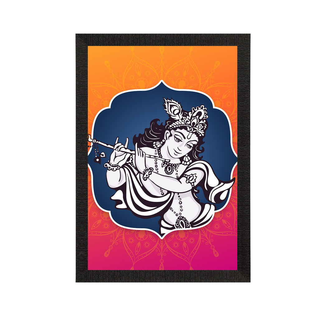 Lord Krishna Playing Flute Painting Digital Printed Religious Wall Art Kafalo