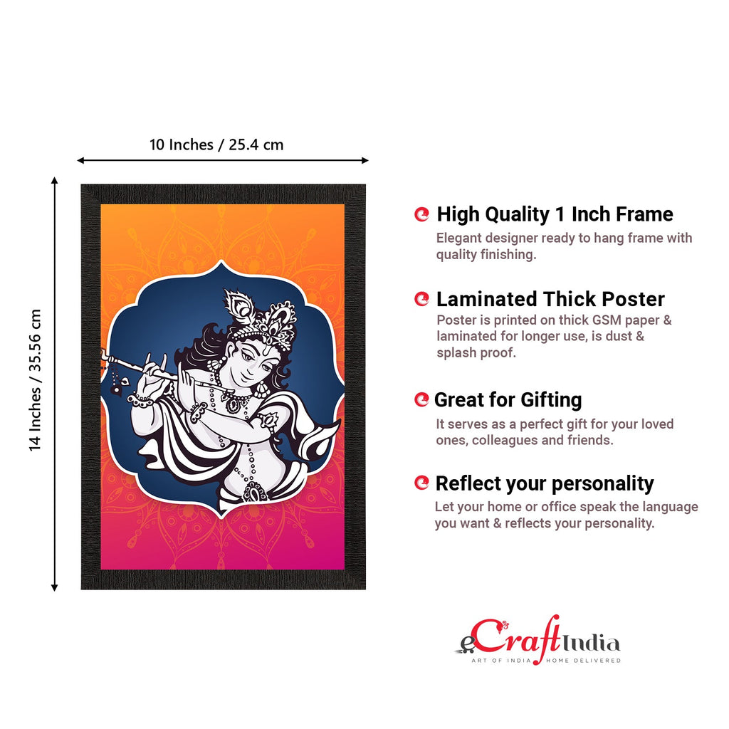 Lord Krishna Playing Flute Painting Digital Printed Religious Wall Art Kafalo
