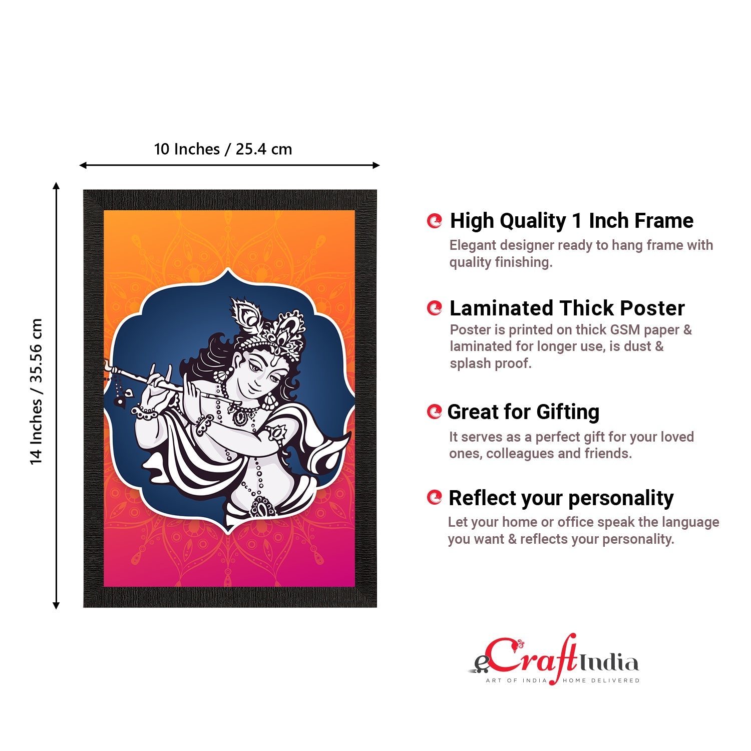 Lord Krishna Playing Flute Painting Digital Printed Religious Wall Art Kafalo