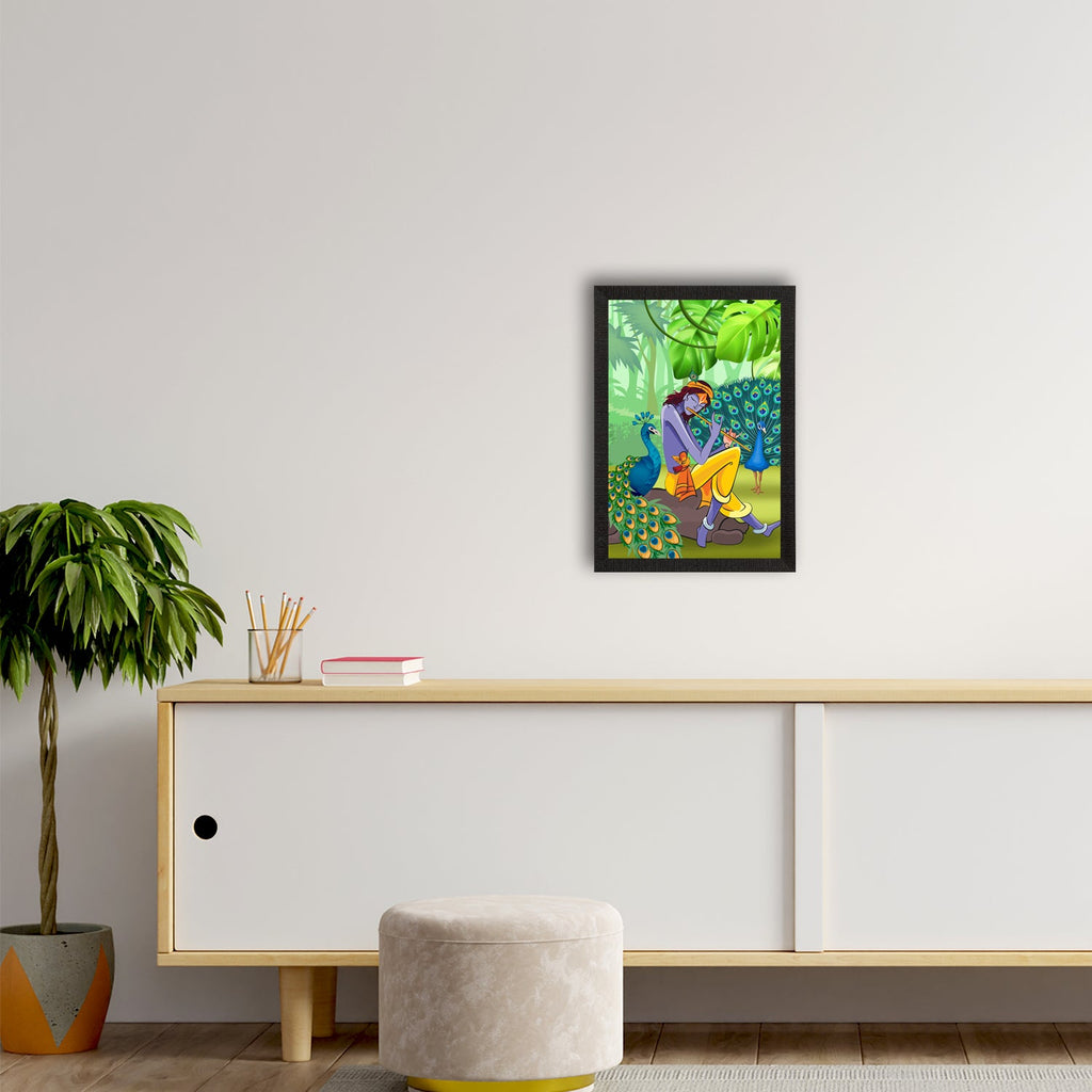 Lord Krishna Satin Matt Texture UV Art Painting Kafalo