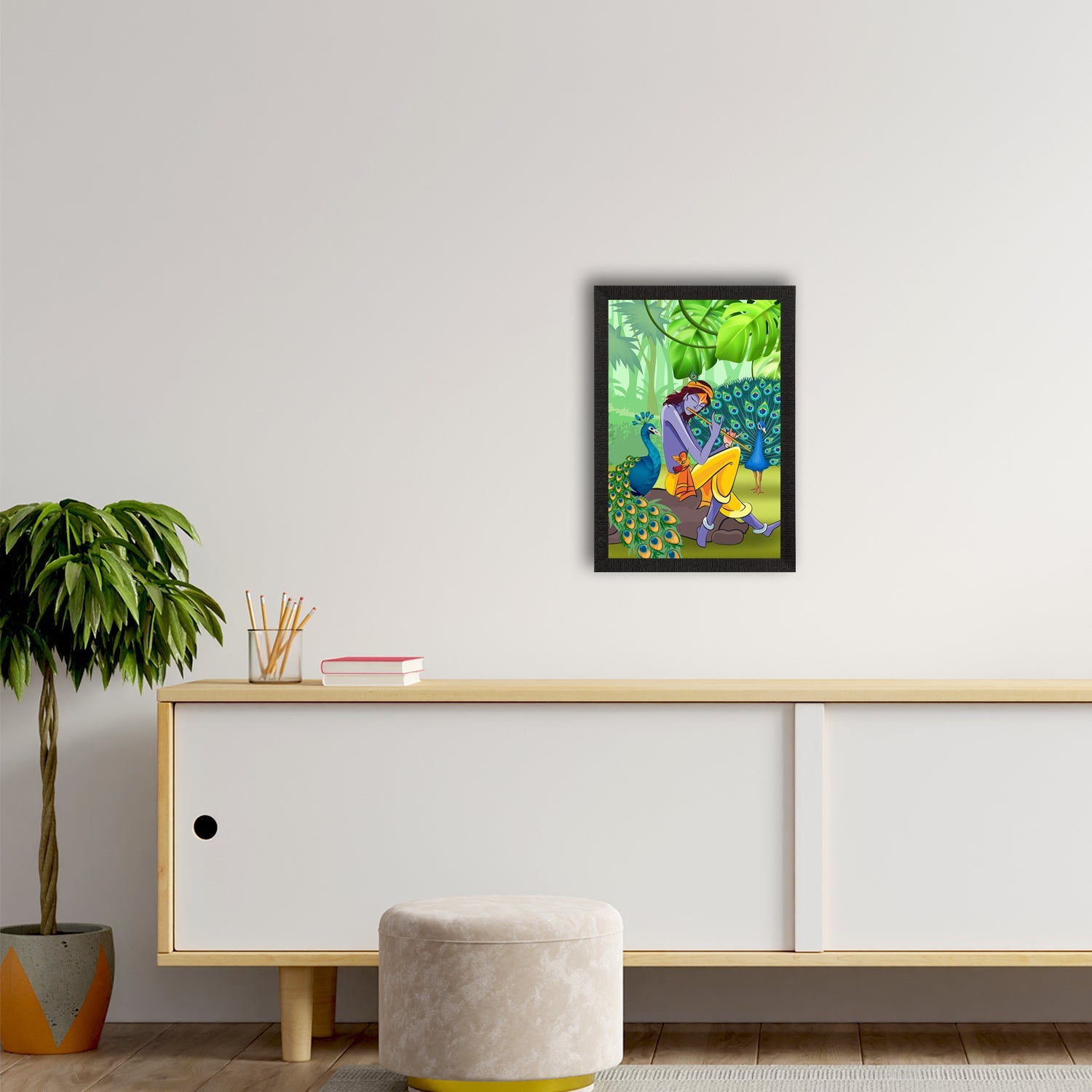 Lord Krishna Satin Matt Texture UV Art Painting Kafalo