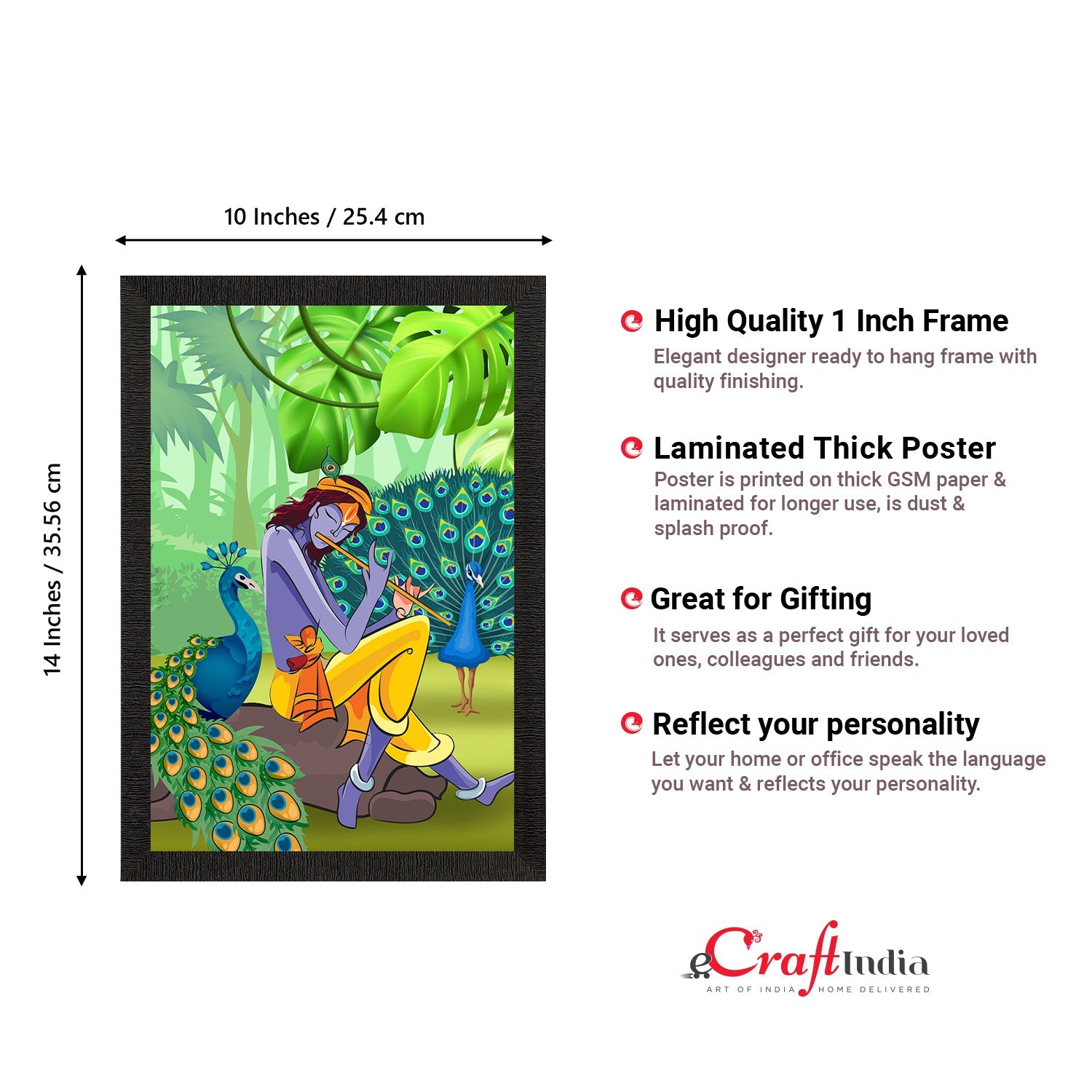 Lord Krishna Satin Matt Texture UV Art Painting Kafalo