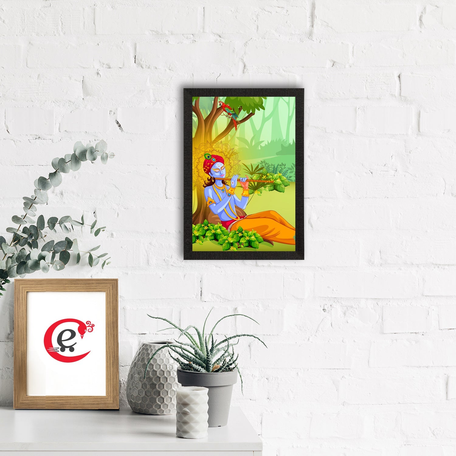 Lord Krishna Satin Matt Texture UV Art Painting Kafalo