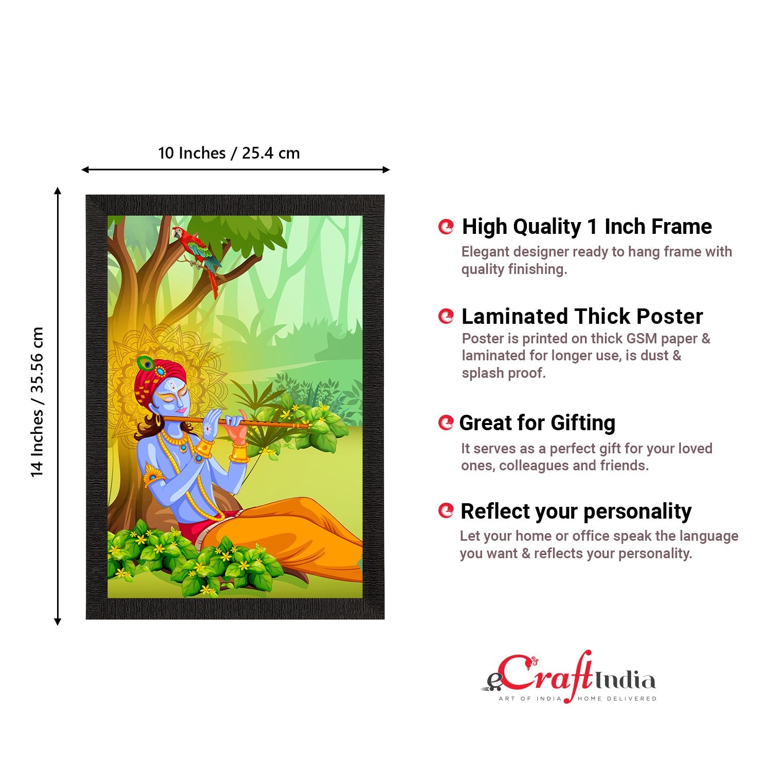 Lord Krishna Satin Matt Texture UV Art Painting Kafalo