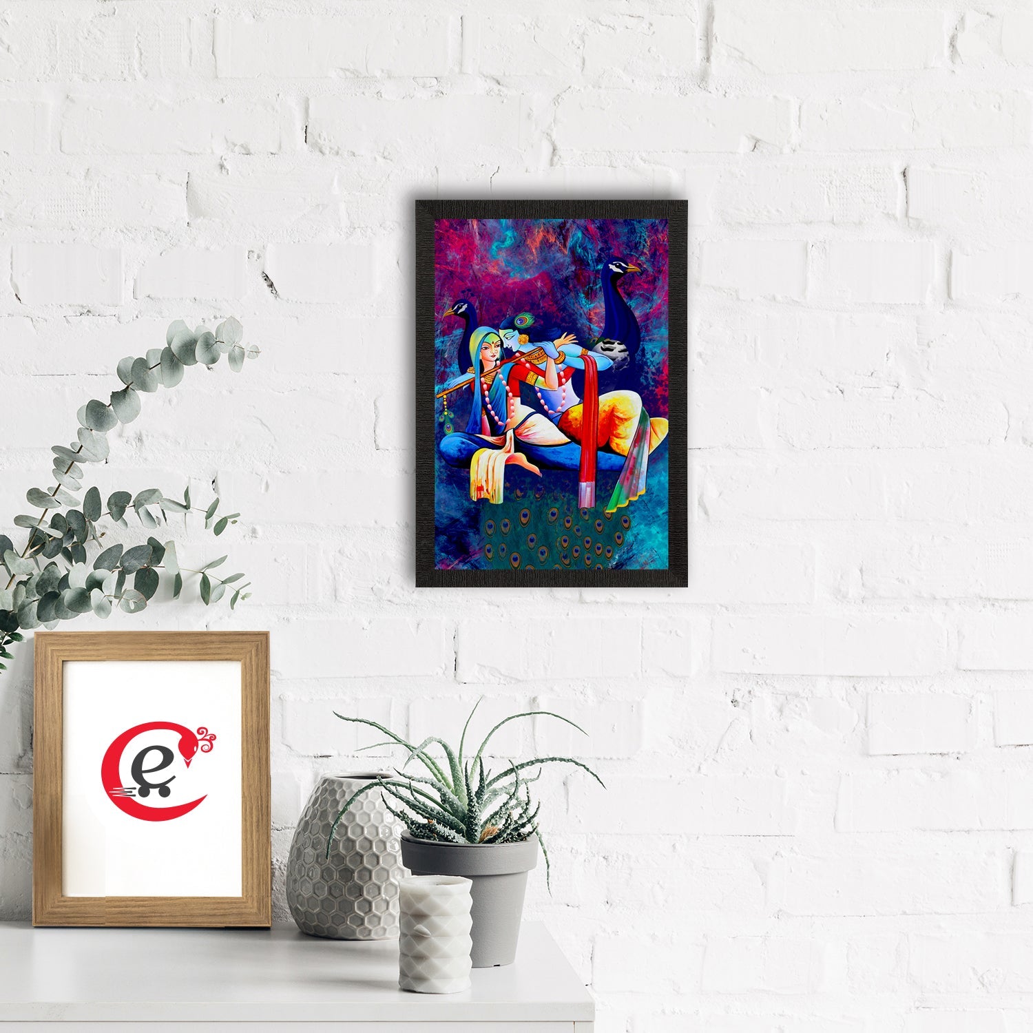 Radha Krishna Painting Digital Printed Religious Wall Art Kafalo