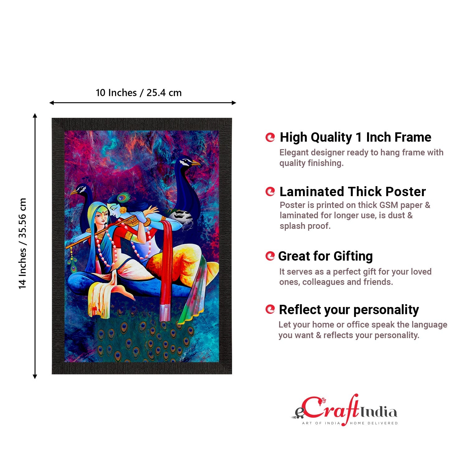 Radha Krishna Painting Digital Printed Religious Wall Art Kafalo