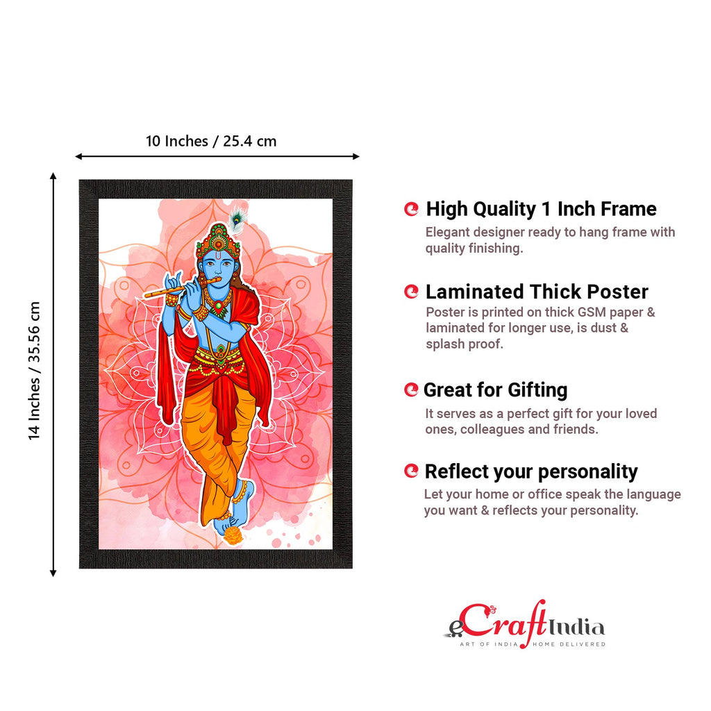 Lord Krishna Playing Flute Painting Digital Printed Religious Wall Art Kafalo