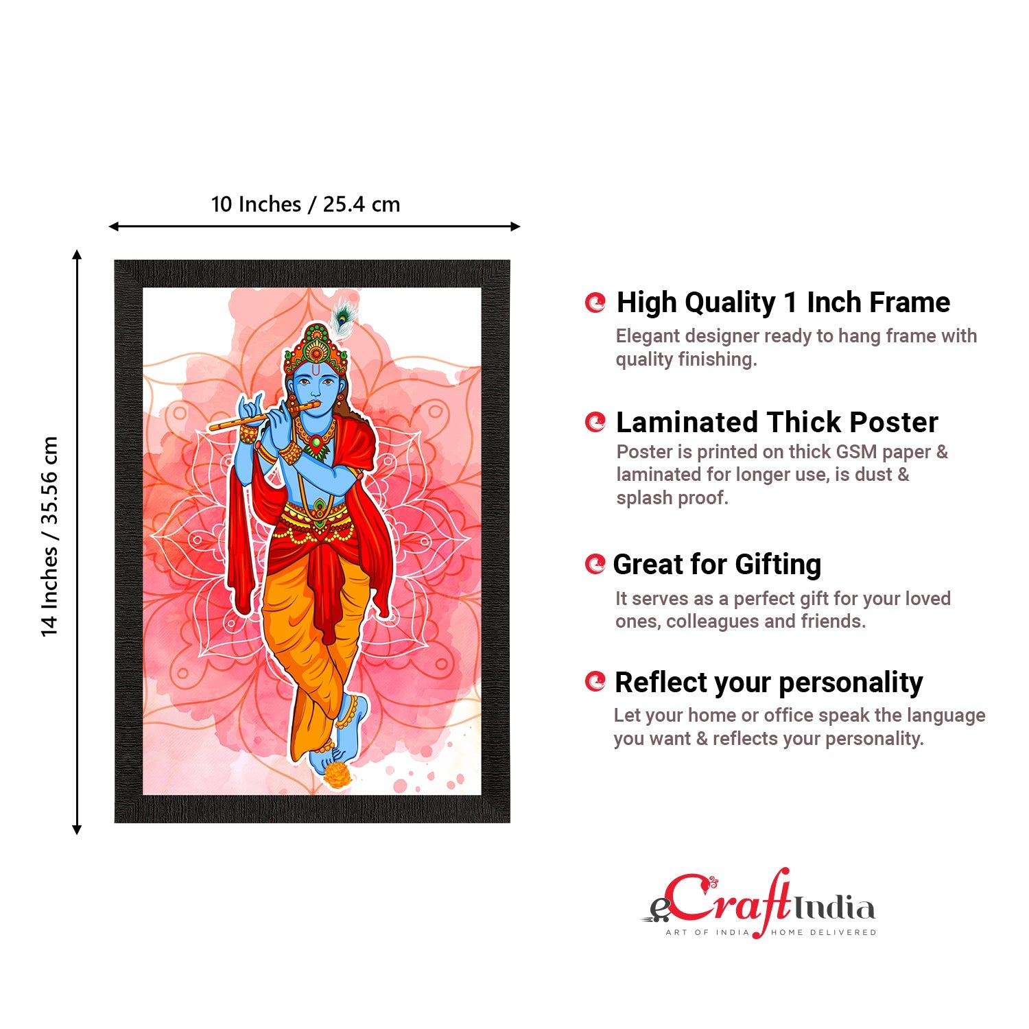 Lord Krishna Playing Flute Painting Digital Printed Religious Wall Art Kafalo