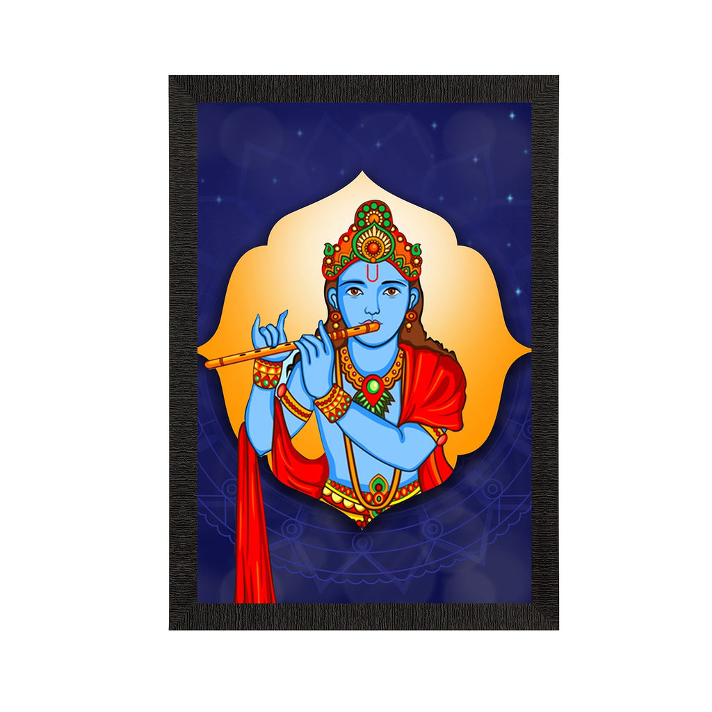 Lord Krishna Playing Flute Painting Digital Printed Religious Wall Art Kafalo
