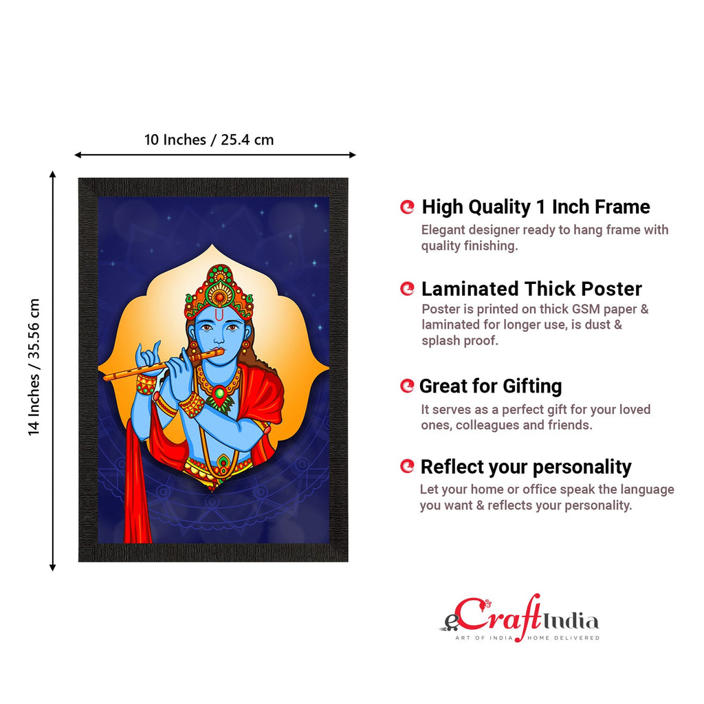 Lord Krishna Playing Flute Painting Digital Printed Religious Wall Art Kafalo