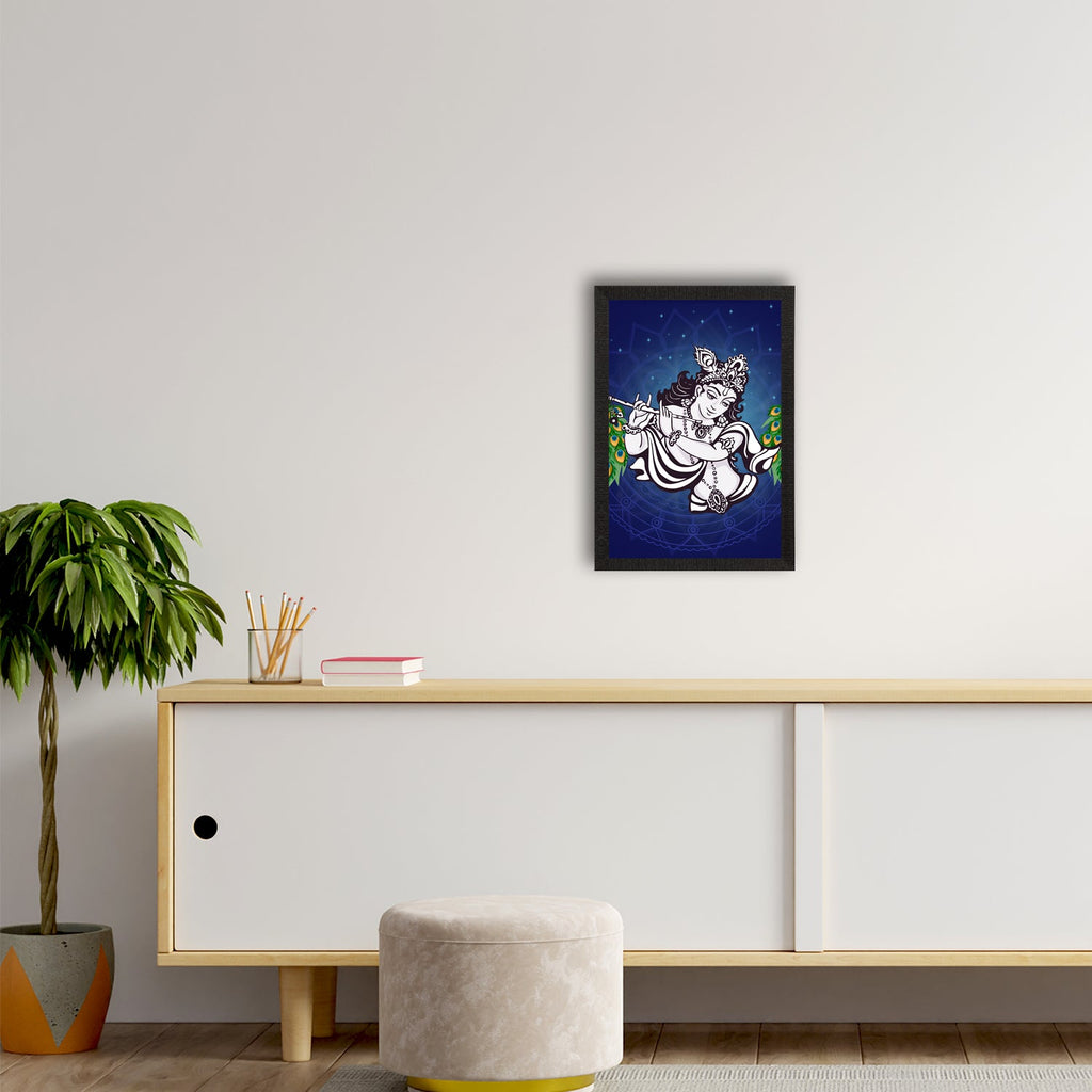 Lord Krishna Painting Digital Printed Religious Wall Art Kafalo