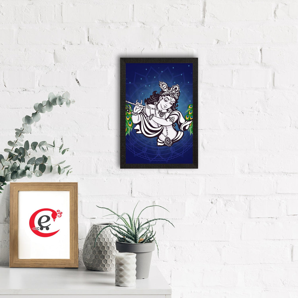 Lord Krishna Painting Digital Printed Religious Wall Art Kafalo