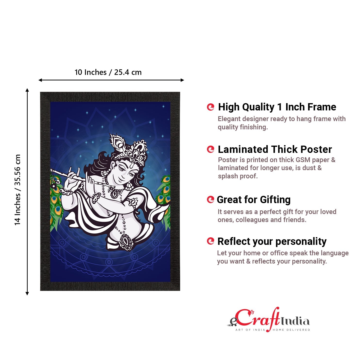 Lord Krishna Painting Digital Printed Religious Wall Art Kafalo