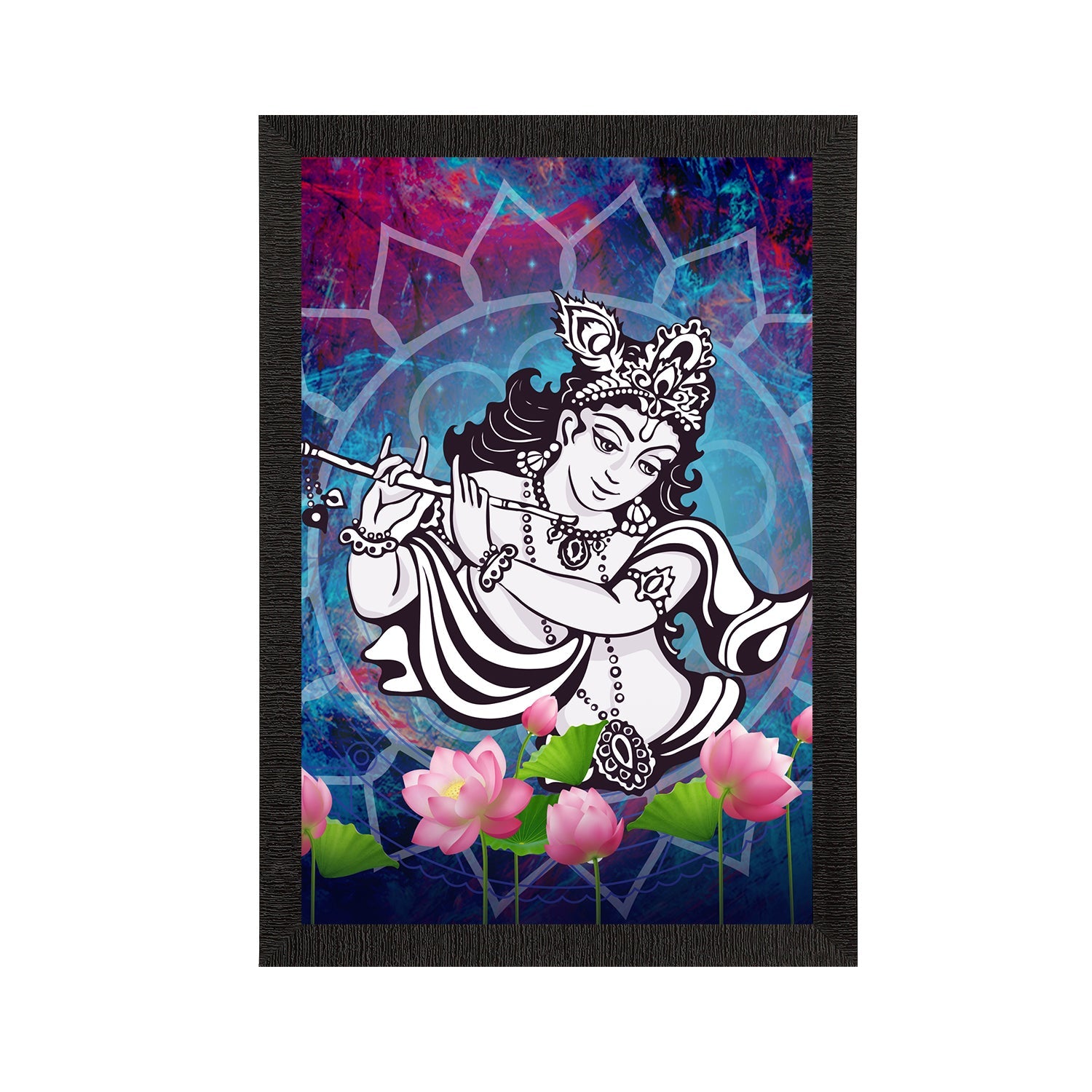 Lord Krishna Painting Digital Printed Religious Wall Art Kafalo