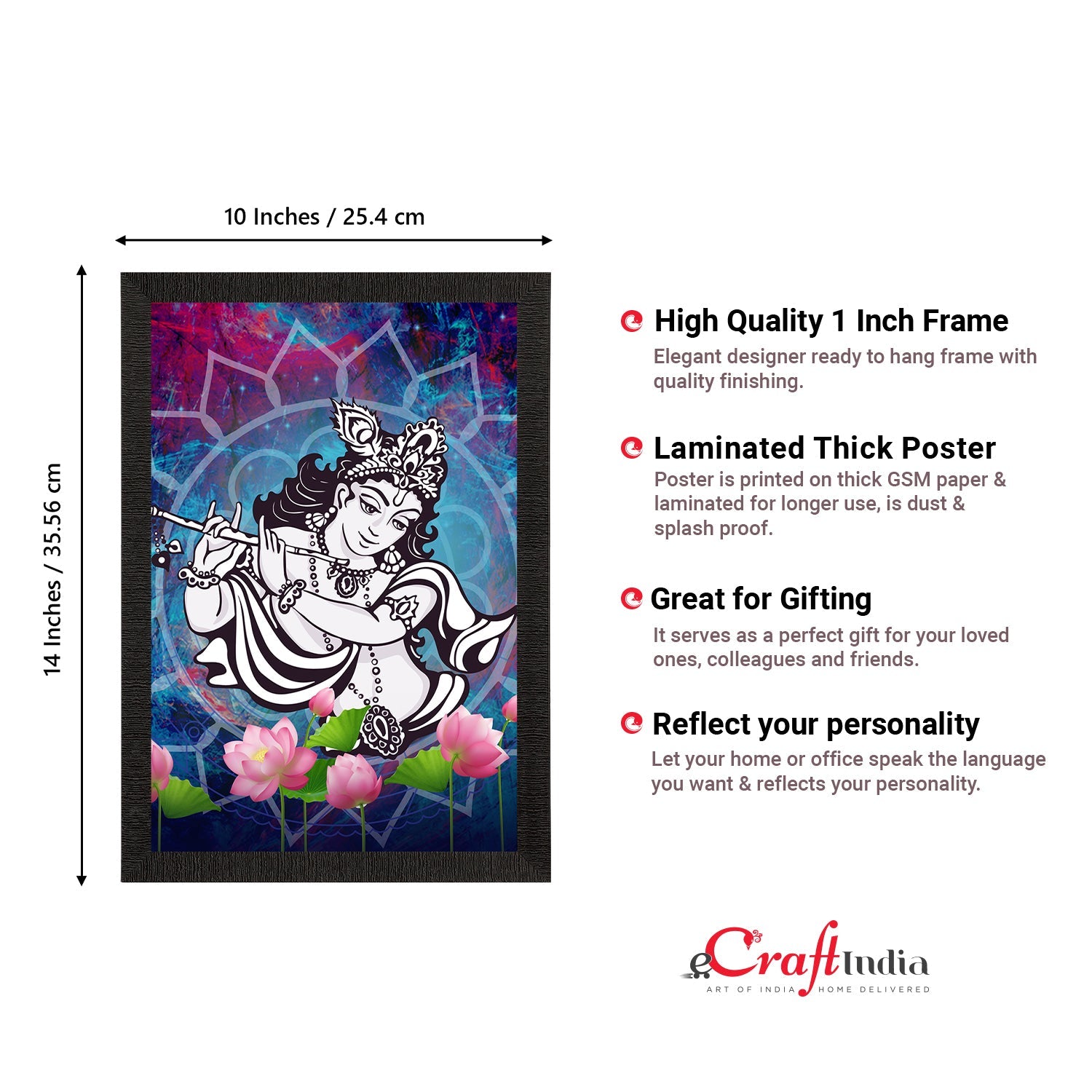 Lord Krishna Painting Digital Printed Religious Wall Art Kafalo