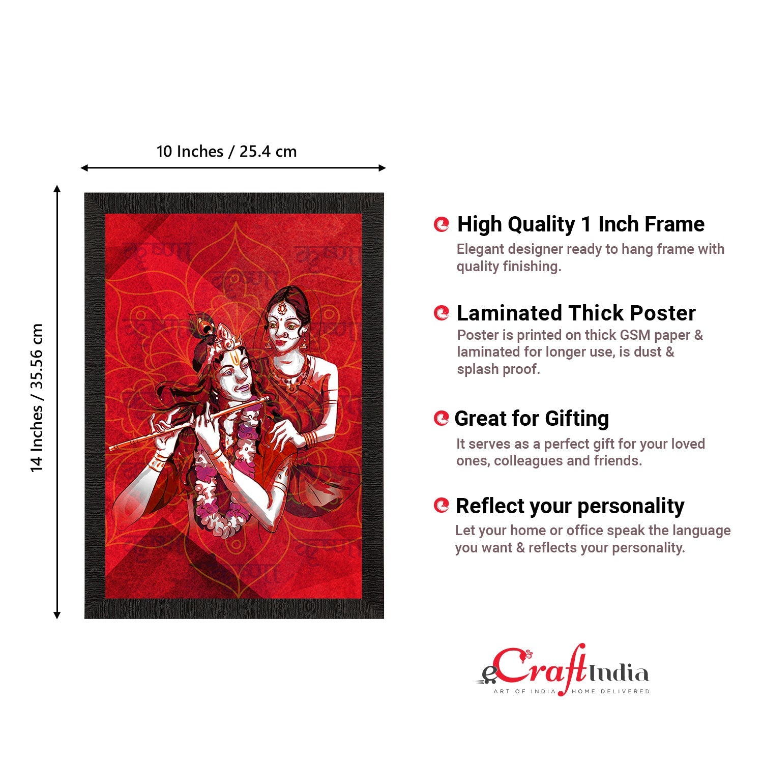 Radha Krishna Painting Digital Printed Religious Wall Art Kafalo