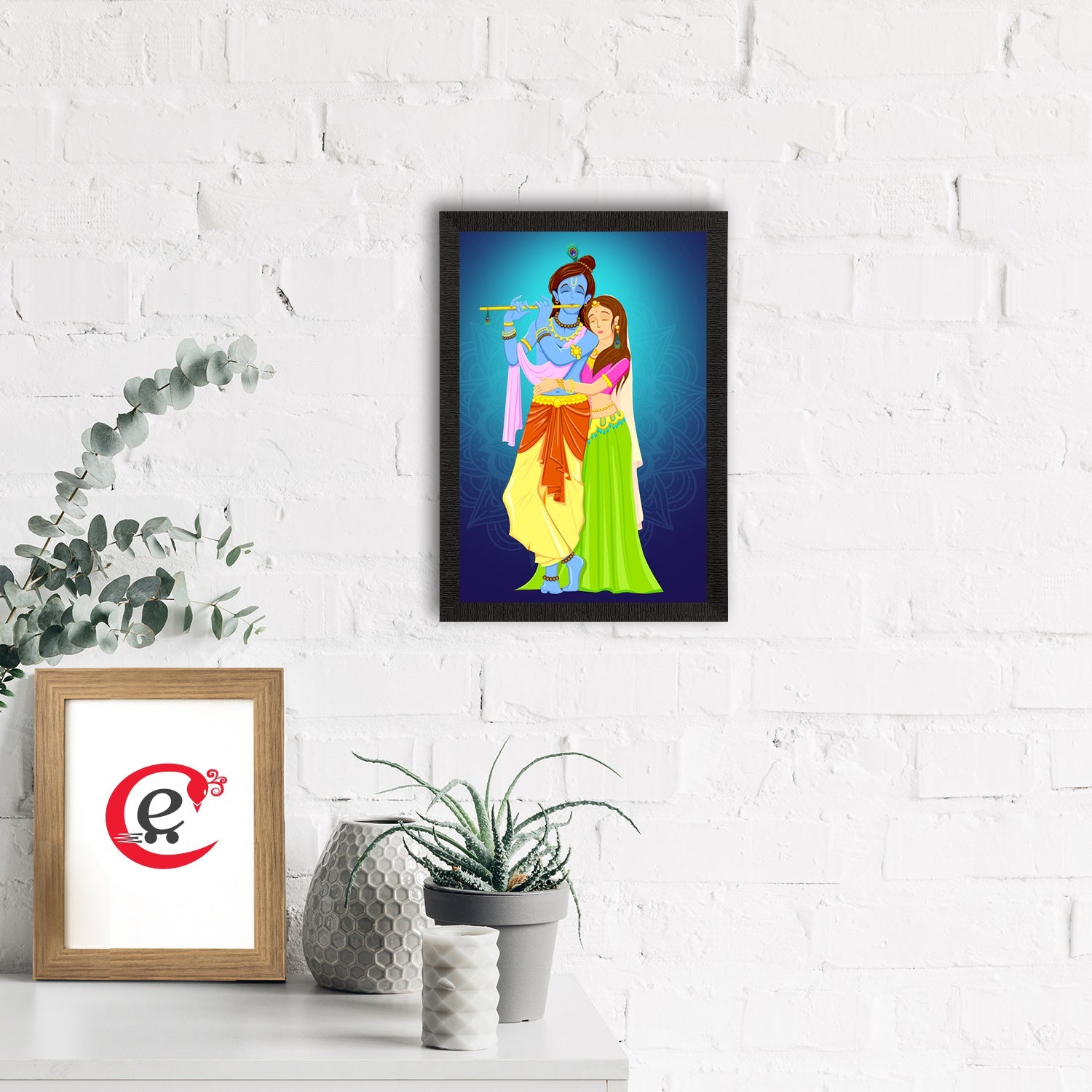 Radha Krishna Painting Digital Printed Religious Wall Art Kafalo