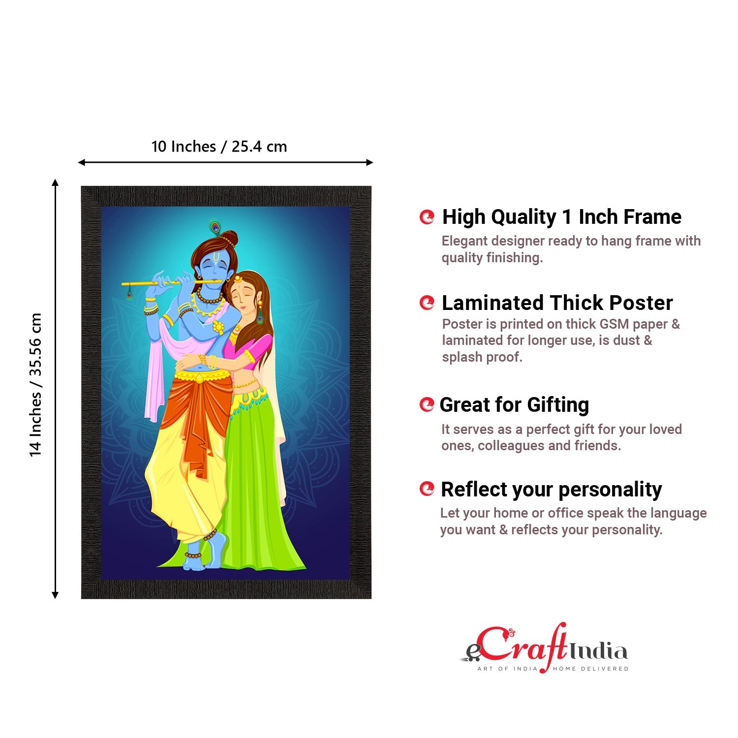 Radha Krishna Painting Digital Printed Religious Wall Art Kafalo