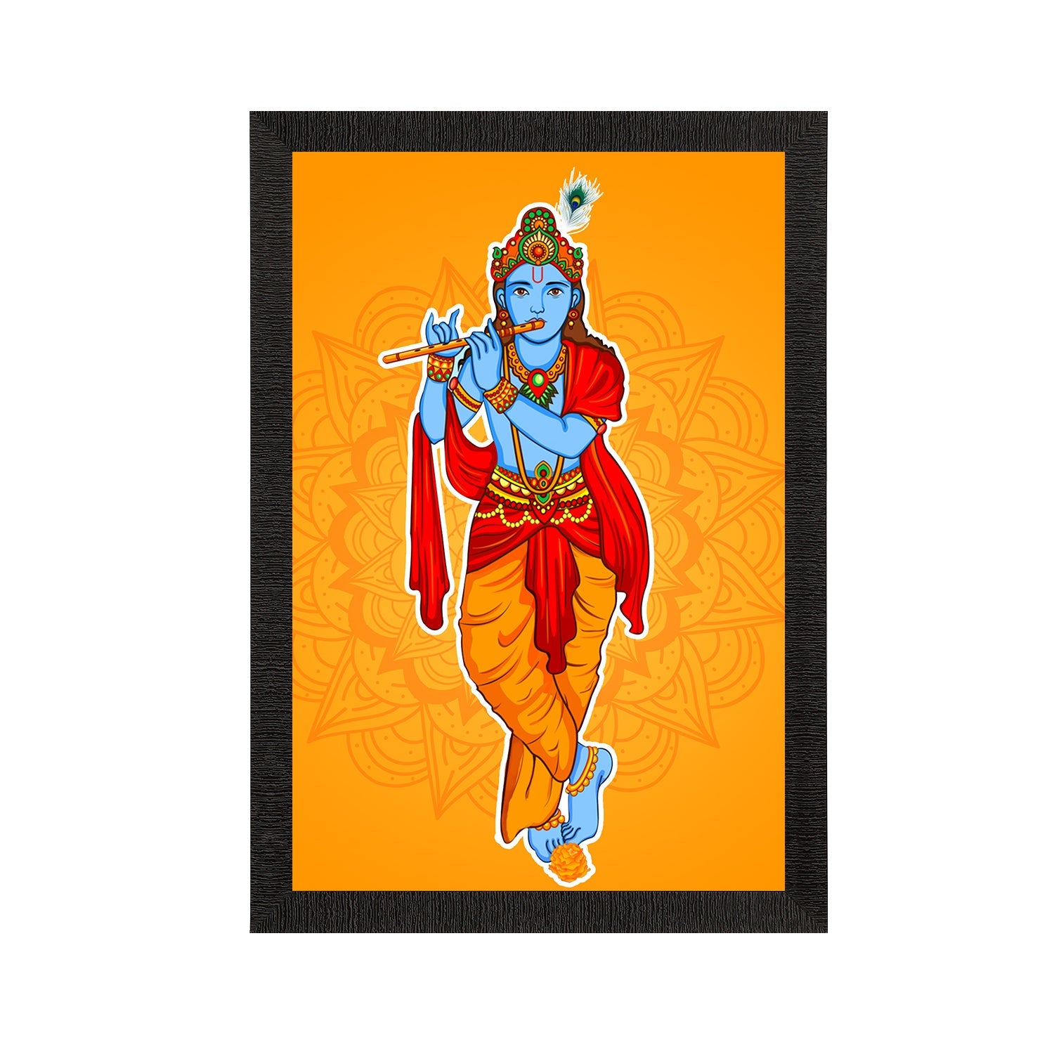 Standing Lord Krishna Painting Digital Printed Religious Wall Art Kafalo