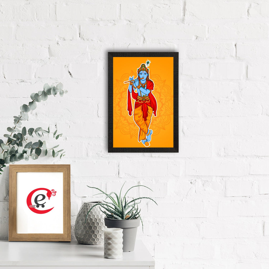 Standing Lord Krishna Painting Digital Printed Religious Wall Art Kafalo