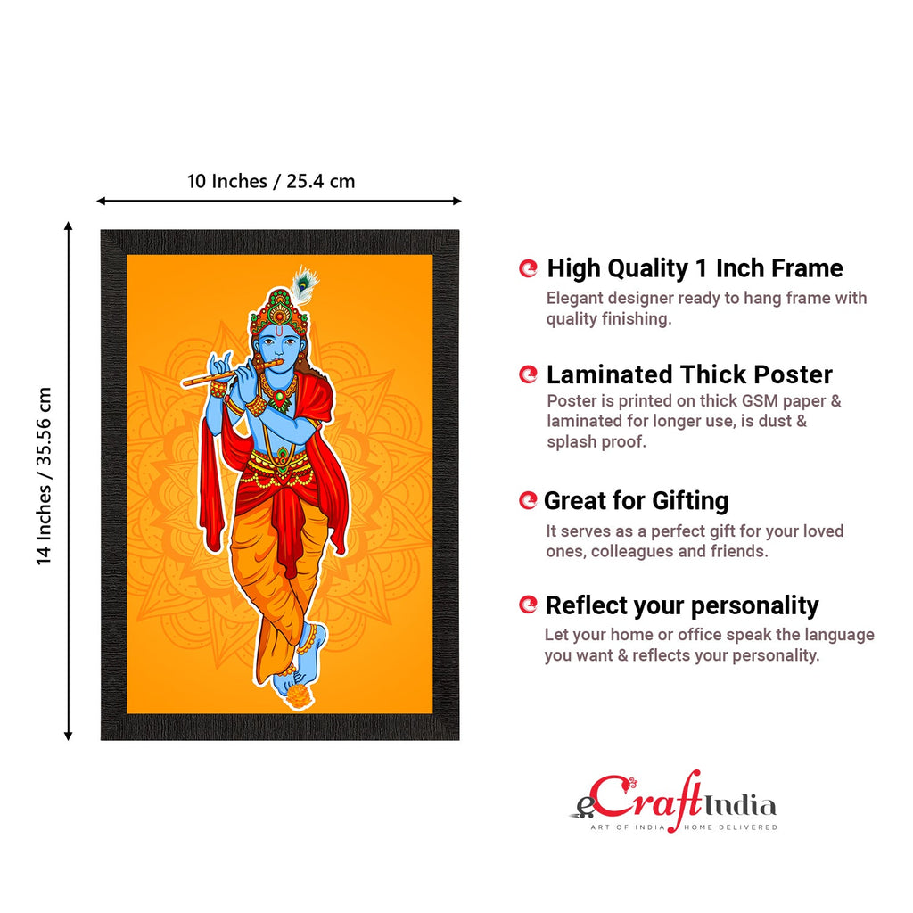 Standing Lord Krishna Painting Digital Printed Religious Wall Art Kafalo