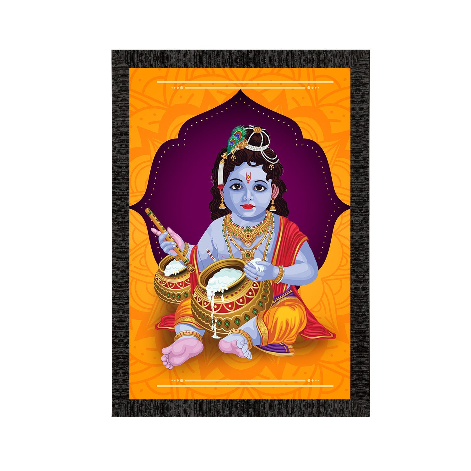 Lord Krishna Satin Matt Texture UV Art Painting Kafalo