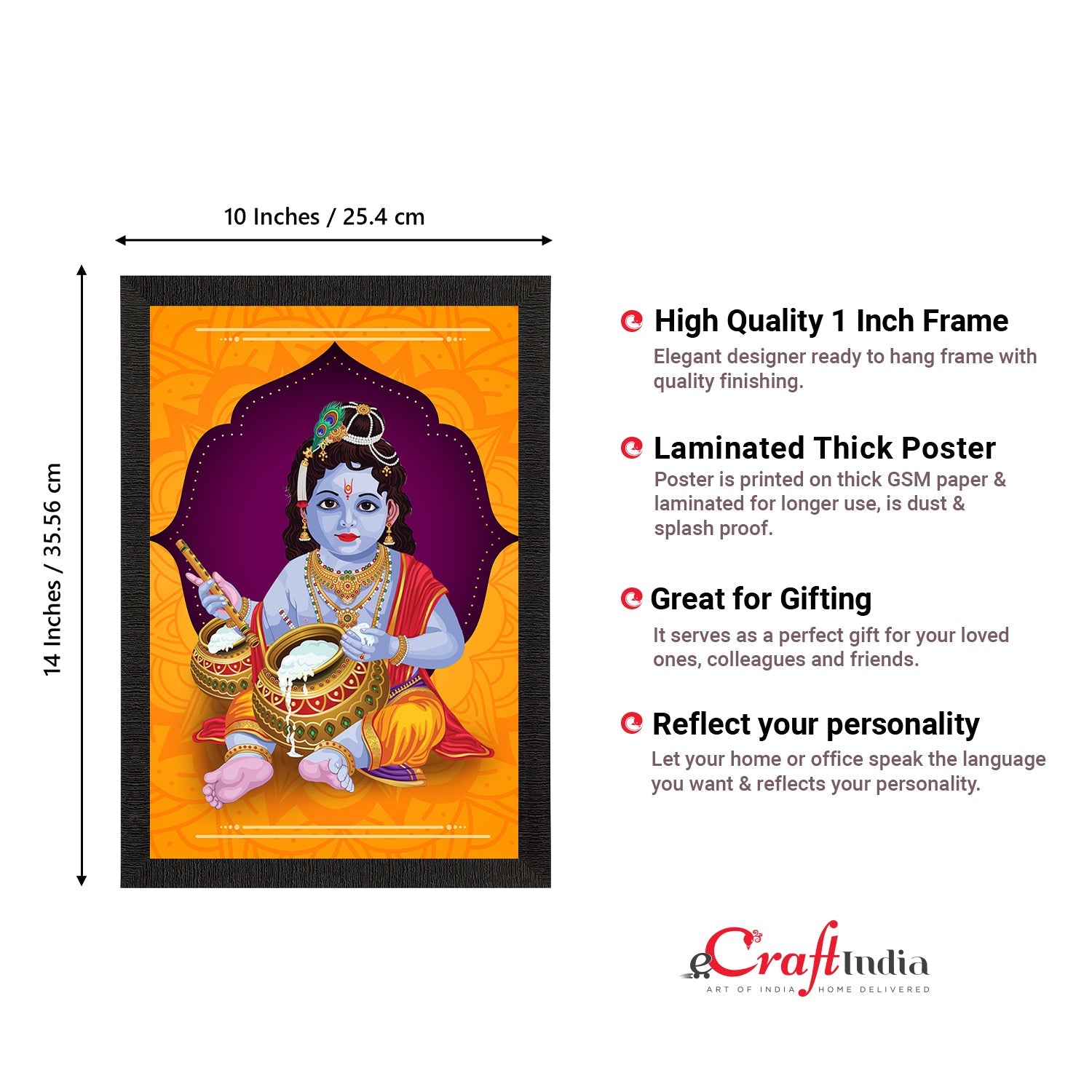 Lord Krishna Satin Matt Texture UV Art Painting Kafalo