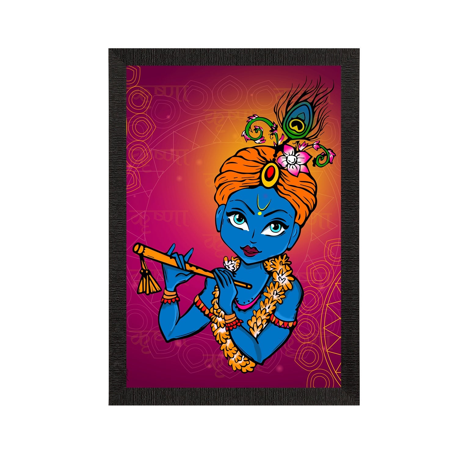 Lord Krishna Painting Digital Printed Religious Wall Art Kafalo