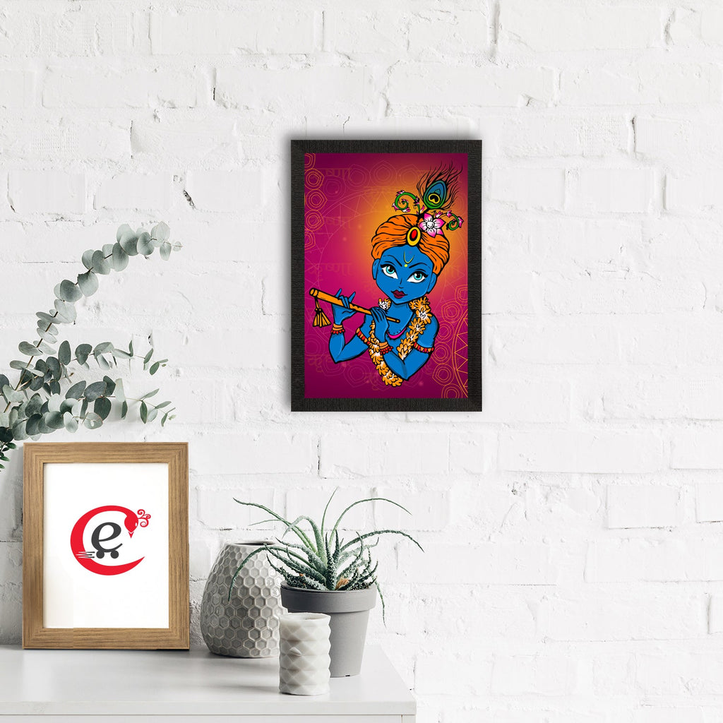 Lord Krishna Painting Digital Printed Religious Wall Art Kafalo