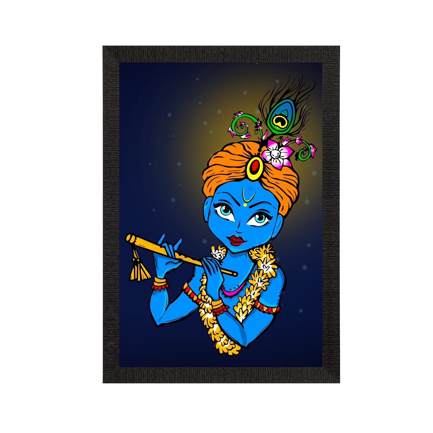 Lord Krishna Painting Digital Printed Religious Wall Art Kafalo