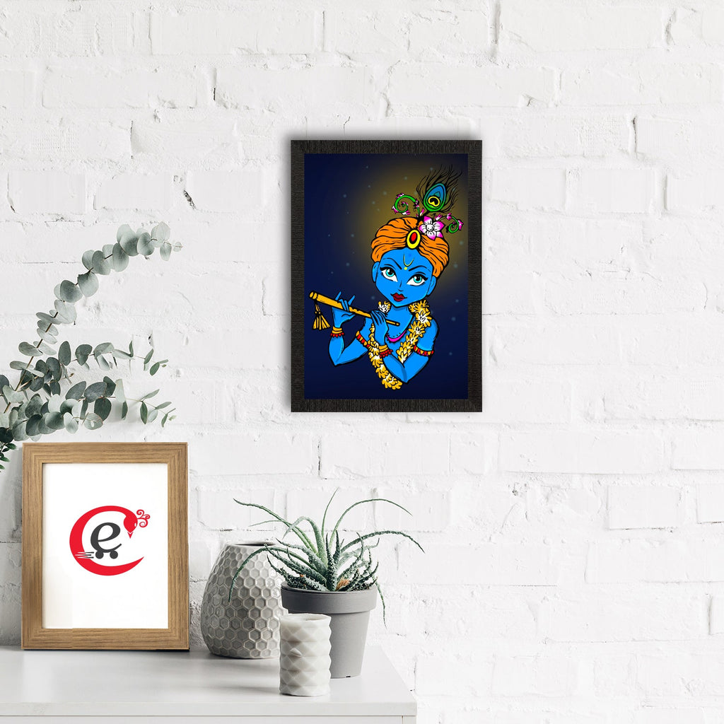 Lord Krishna Painting Digital Printed Religious Wall Art Kafalo