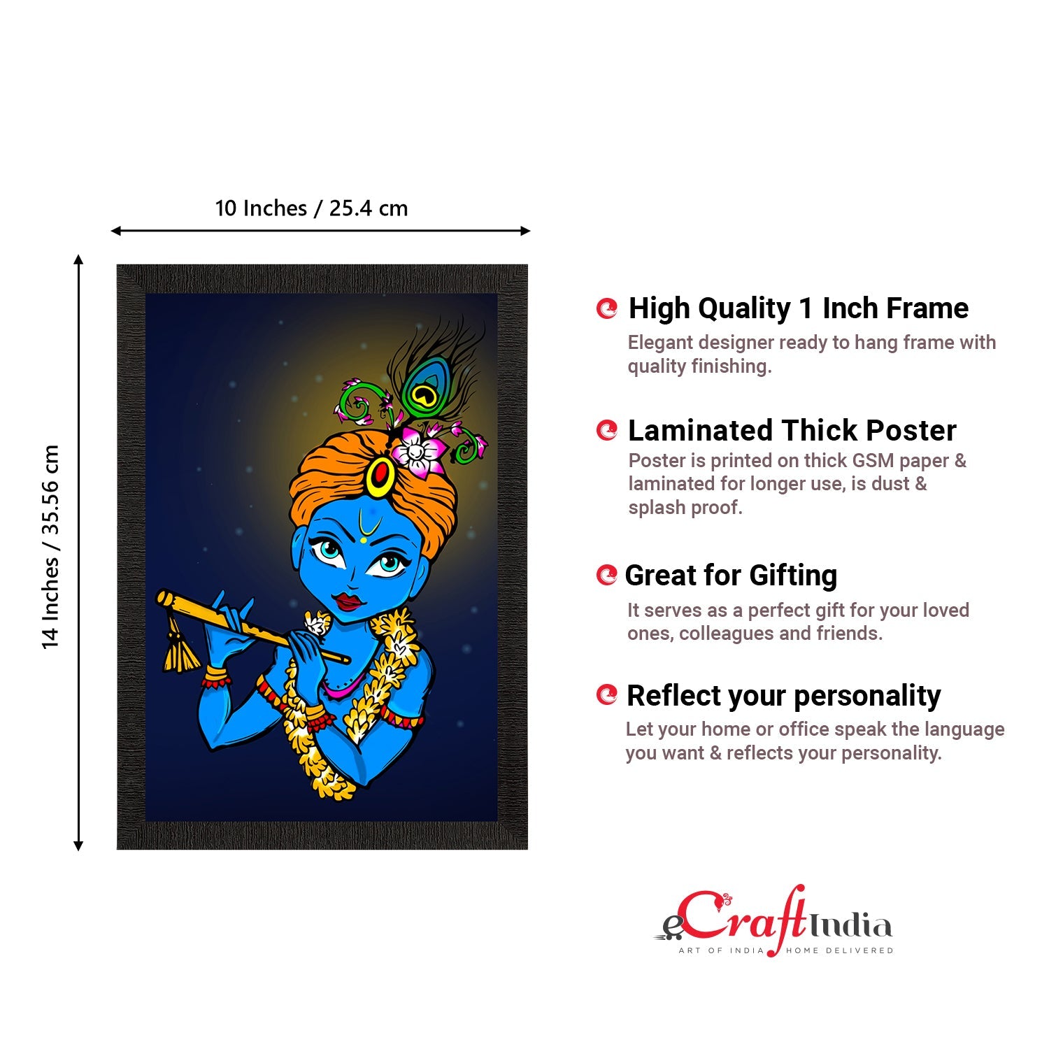 Lord Krishna Painting Digital Printed Religious Wall Art Kafalo