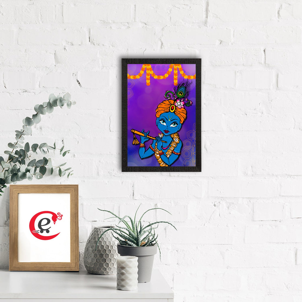 Lord Krishna Painting Digital Printed Religious Wall Art Kafalo