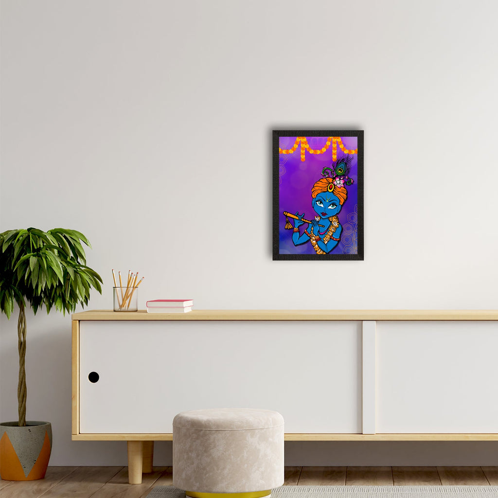 Lord Krishna Painting Digital Printed Religious Wall Art Kafalo