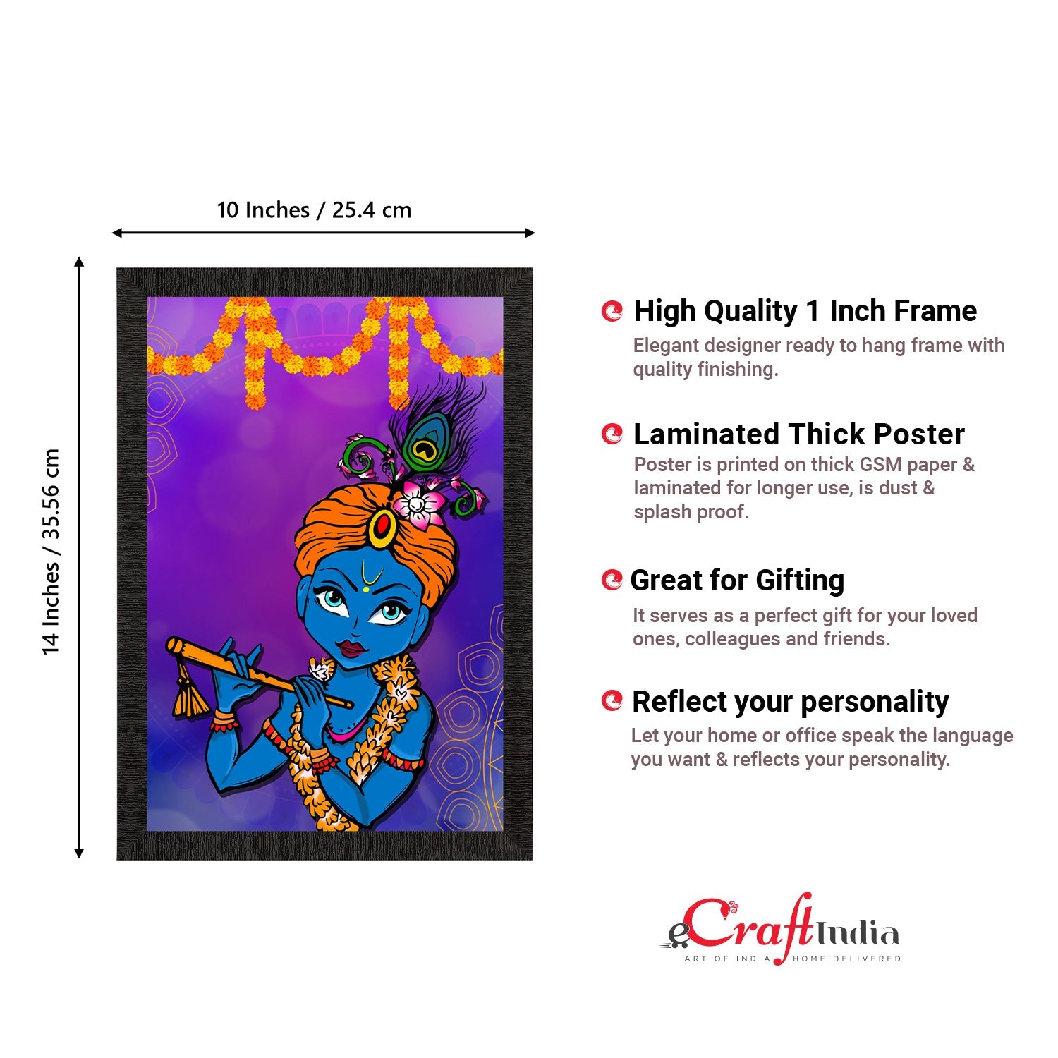 Lord Krishna Painting Digital Printed Religious Wall Art Kafalo