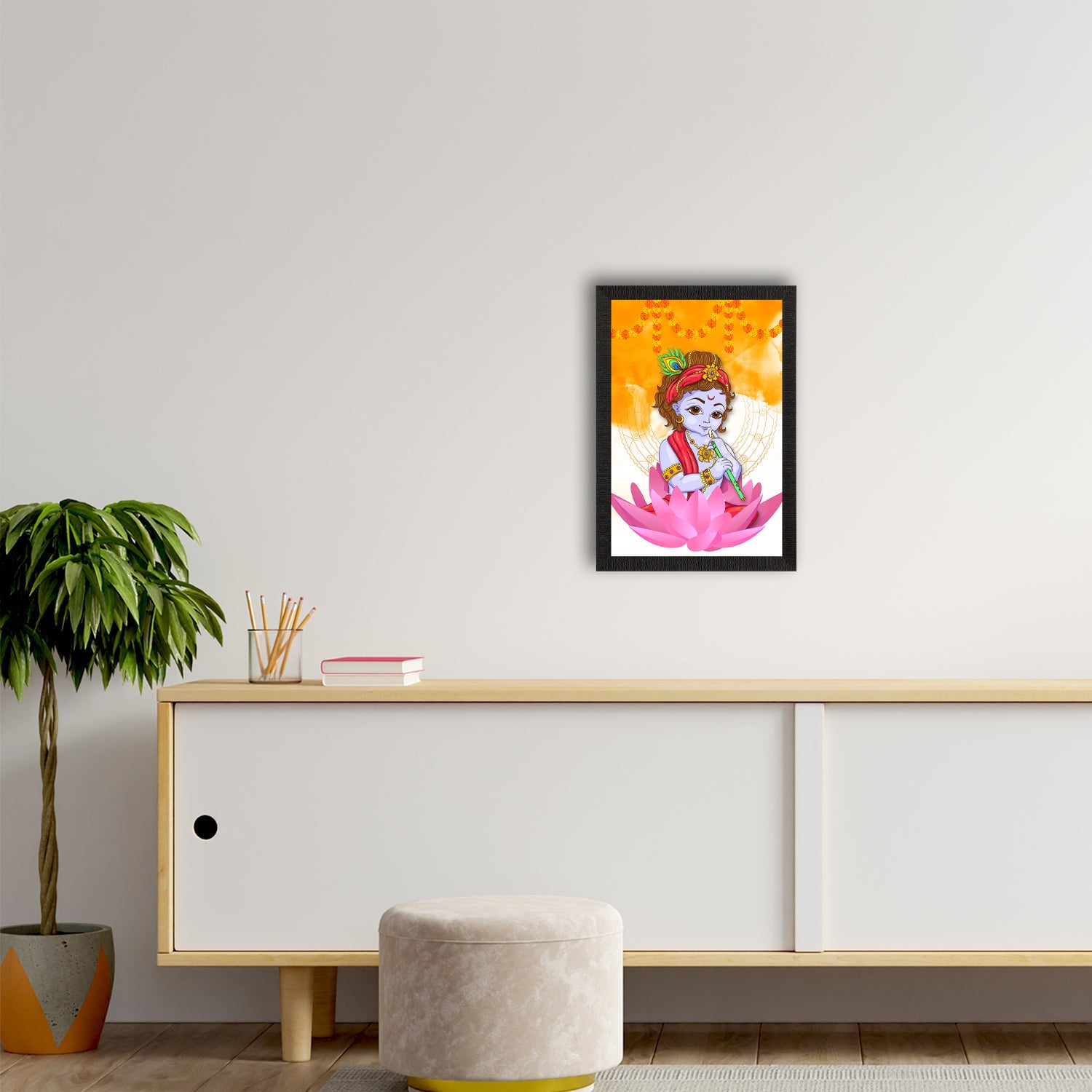 Lord Krishna Satin Matt Texture UV Art Painting Kafalo