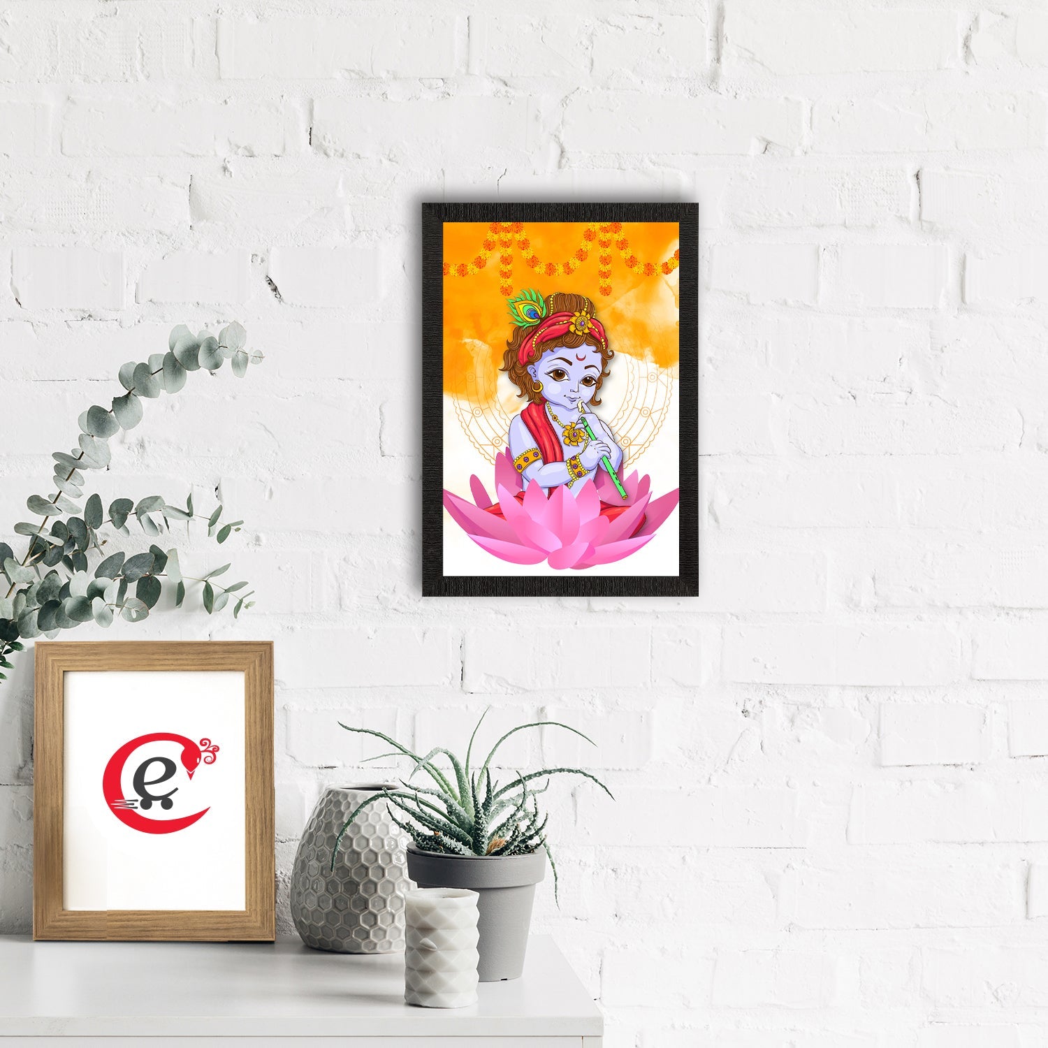 Lord Krishna Satin Matt Texture UV Art Painting Kafalo