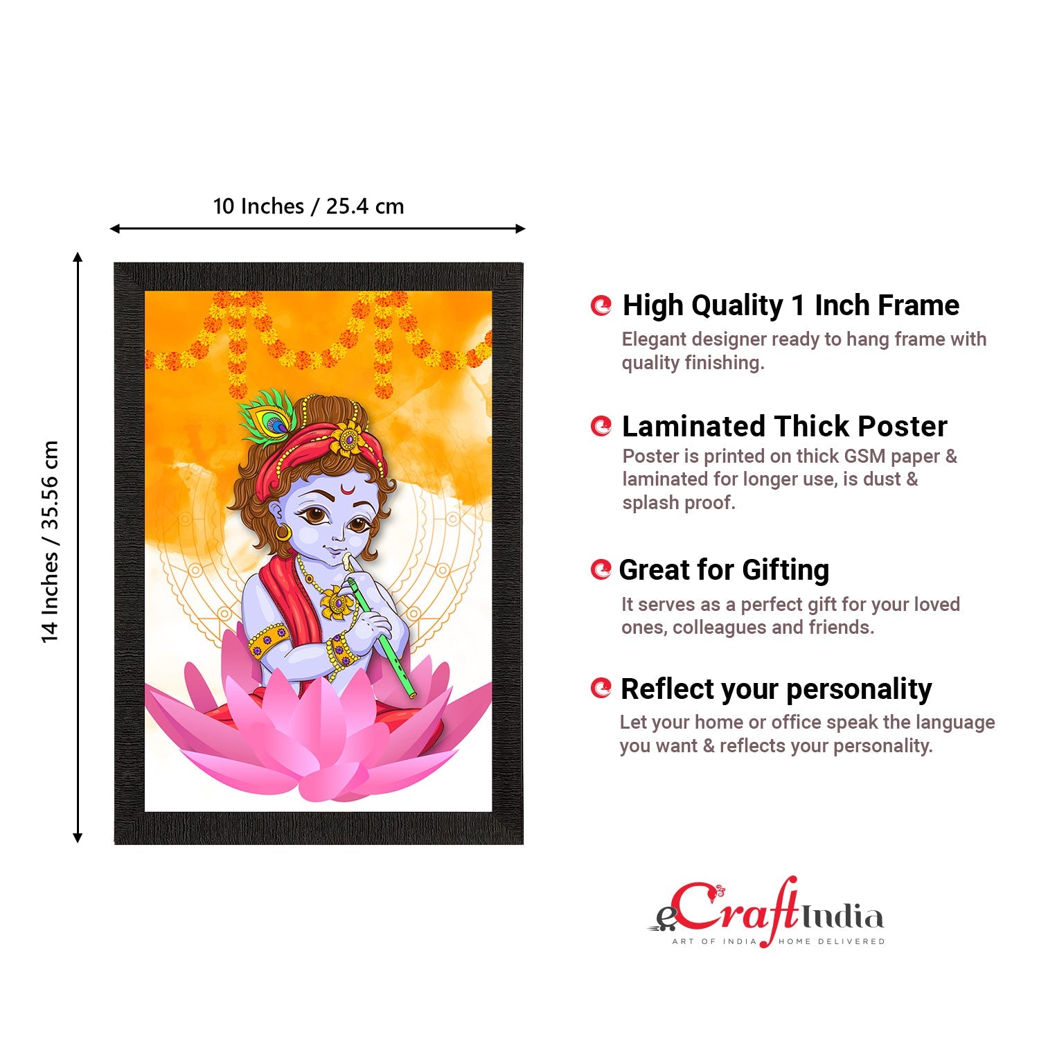 Lord Krishna Satin Matt Texture UV Art Painting Kafalo