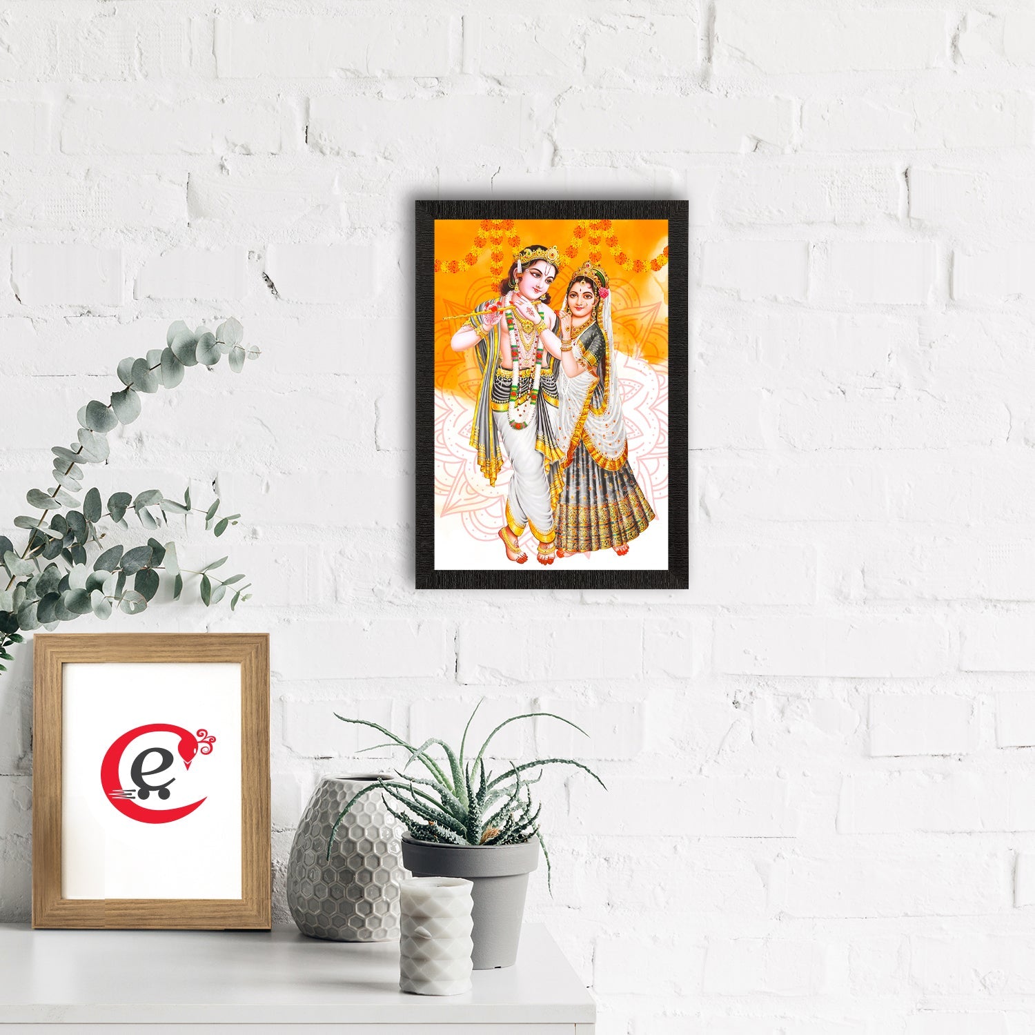 Radha Krishna Painting Digital Printed Religious Wall Art Kafalo