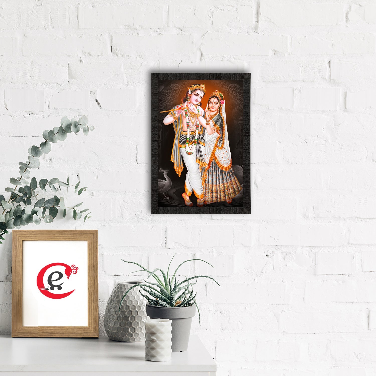 Radha Krishna Painting Digital Printed Religious Wall Art Kafalo