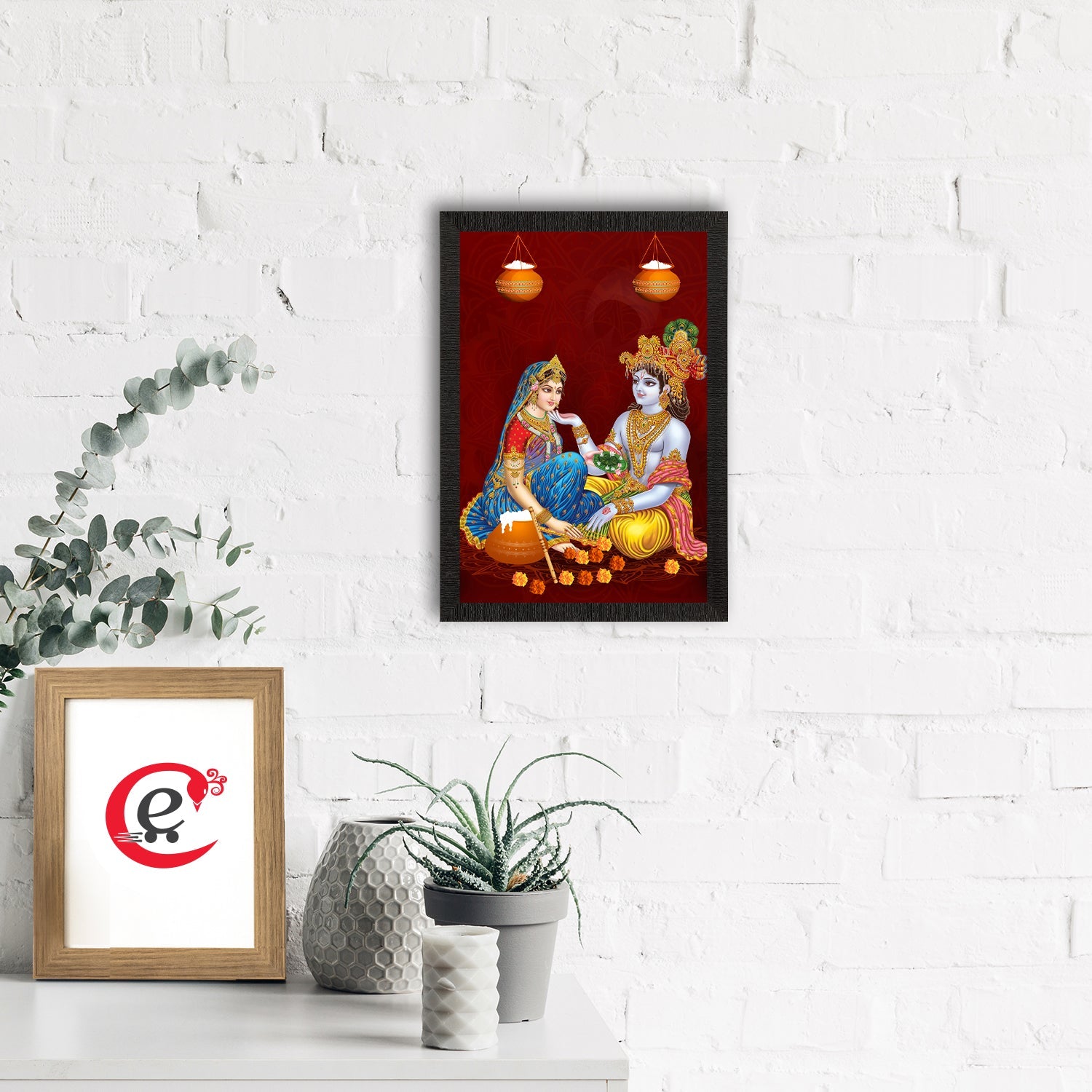 Radha Krishna Painting Digital Printed Religious Wall Art Kafalo