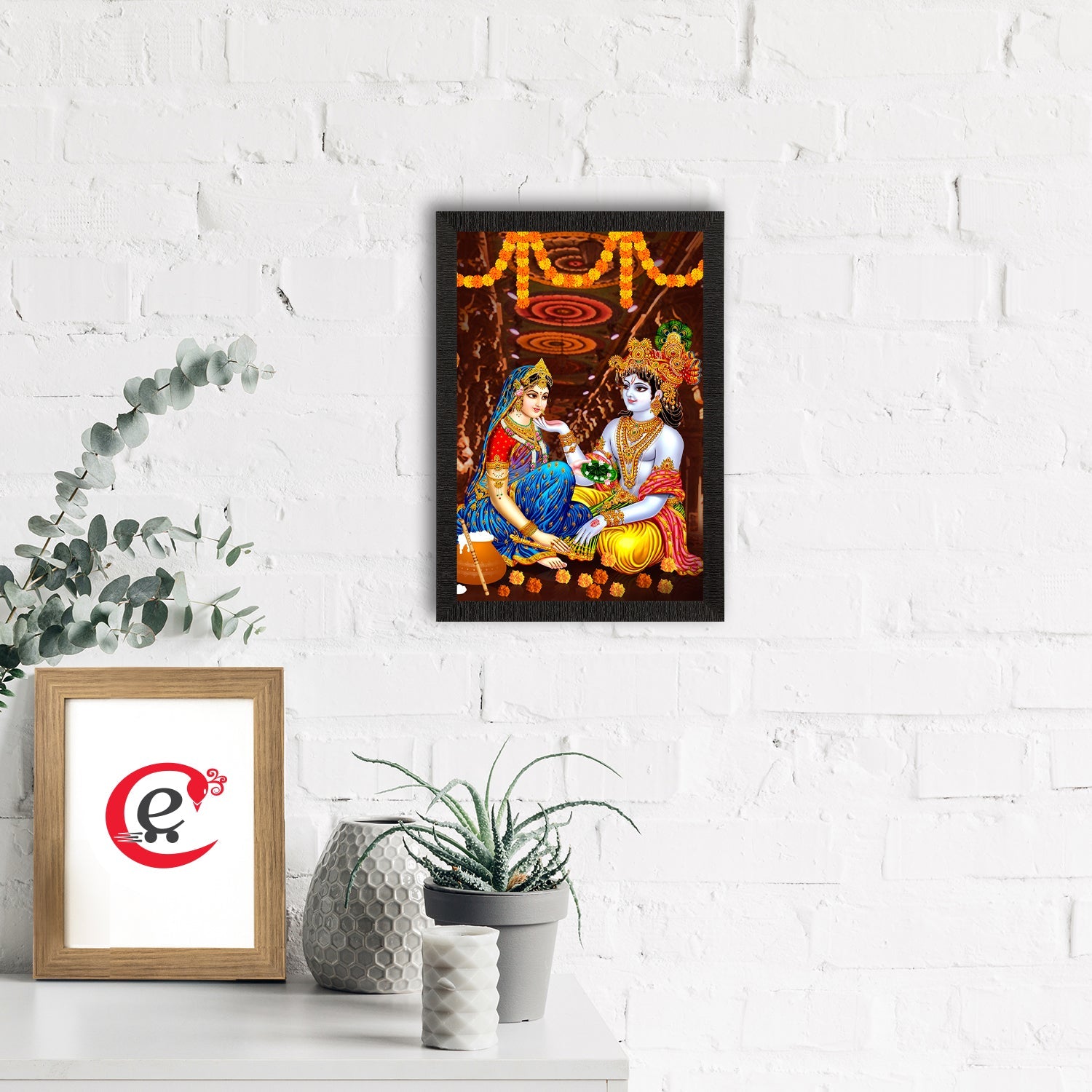 Radha Krishna Painting Digital Printed Religious Wall Art Kafalo