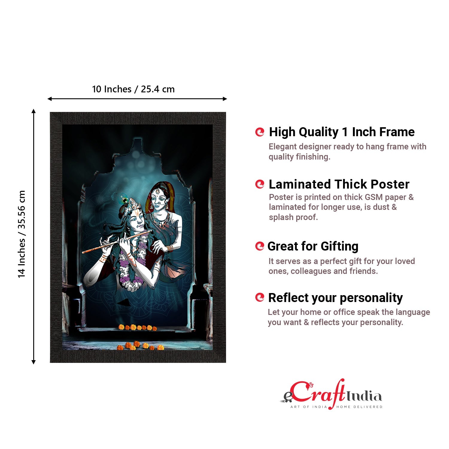 Radha Krishna Painting Digital Printed Religious Wall Art Kafalo