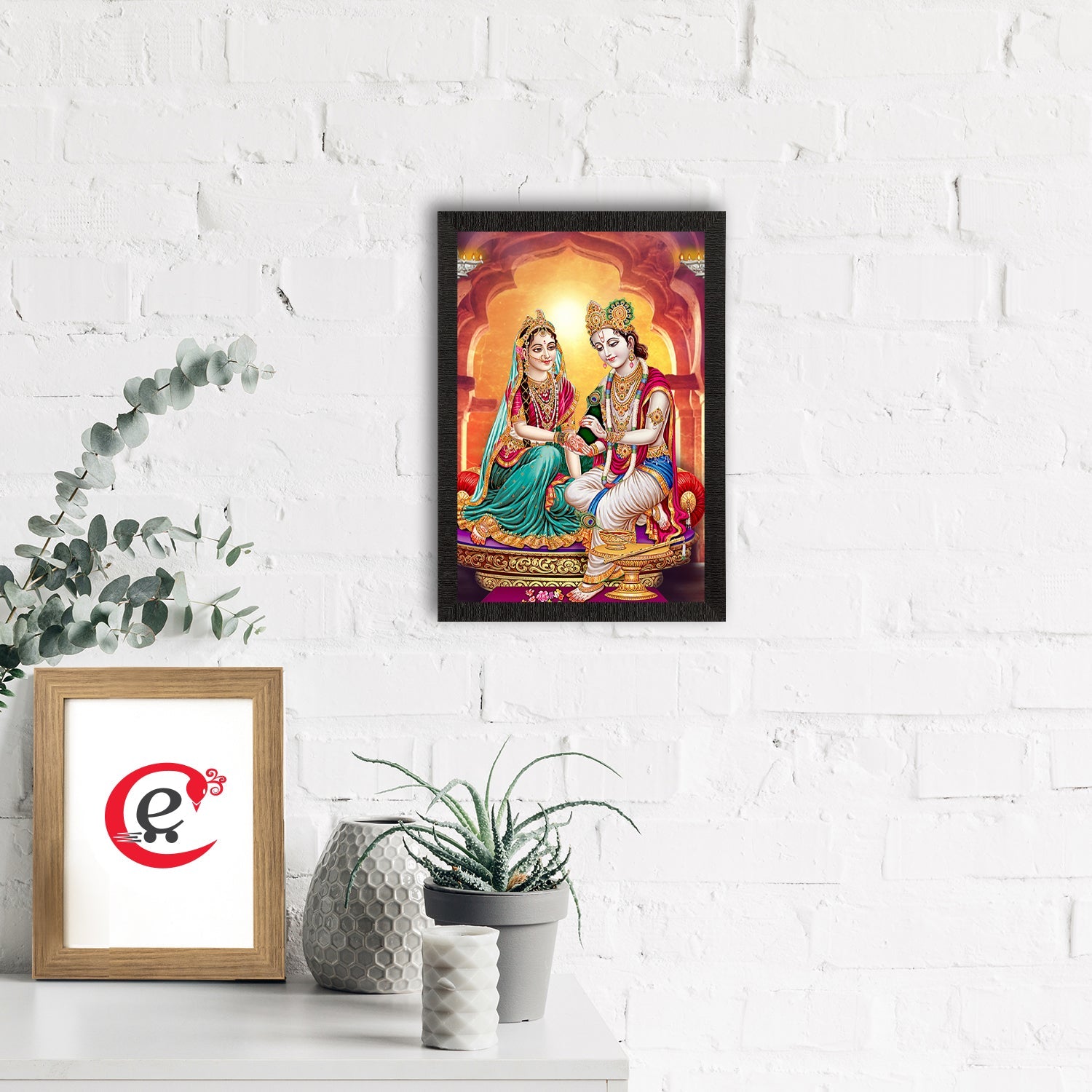 Radha Krishna Painting Digital Printed Religious Wall Art Kafalo