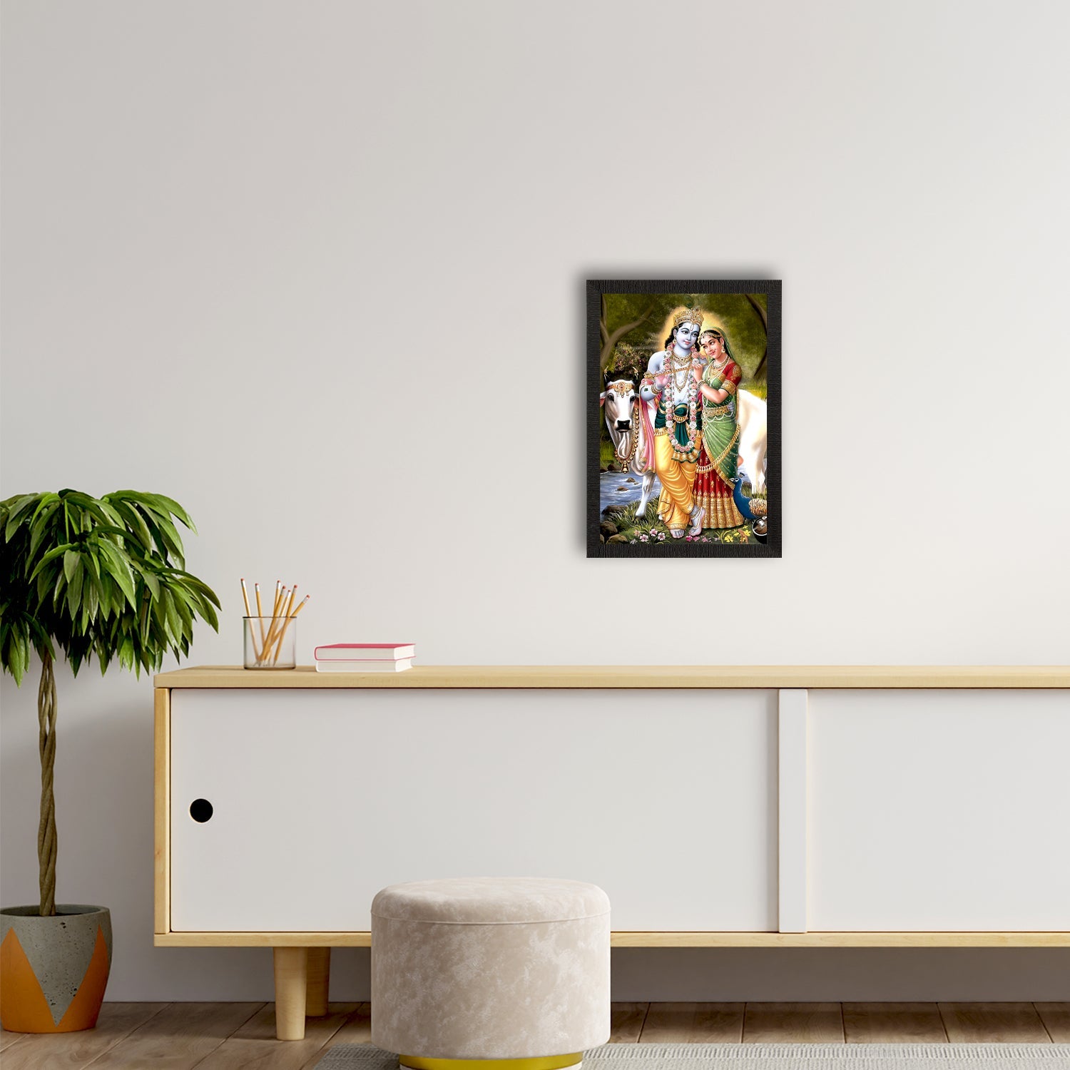 Lord Krishna Satin Matt Texture UV Art Painting Kafalo