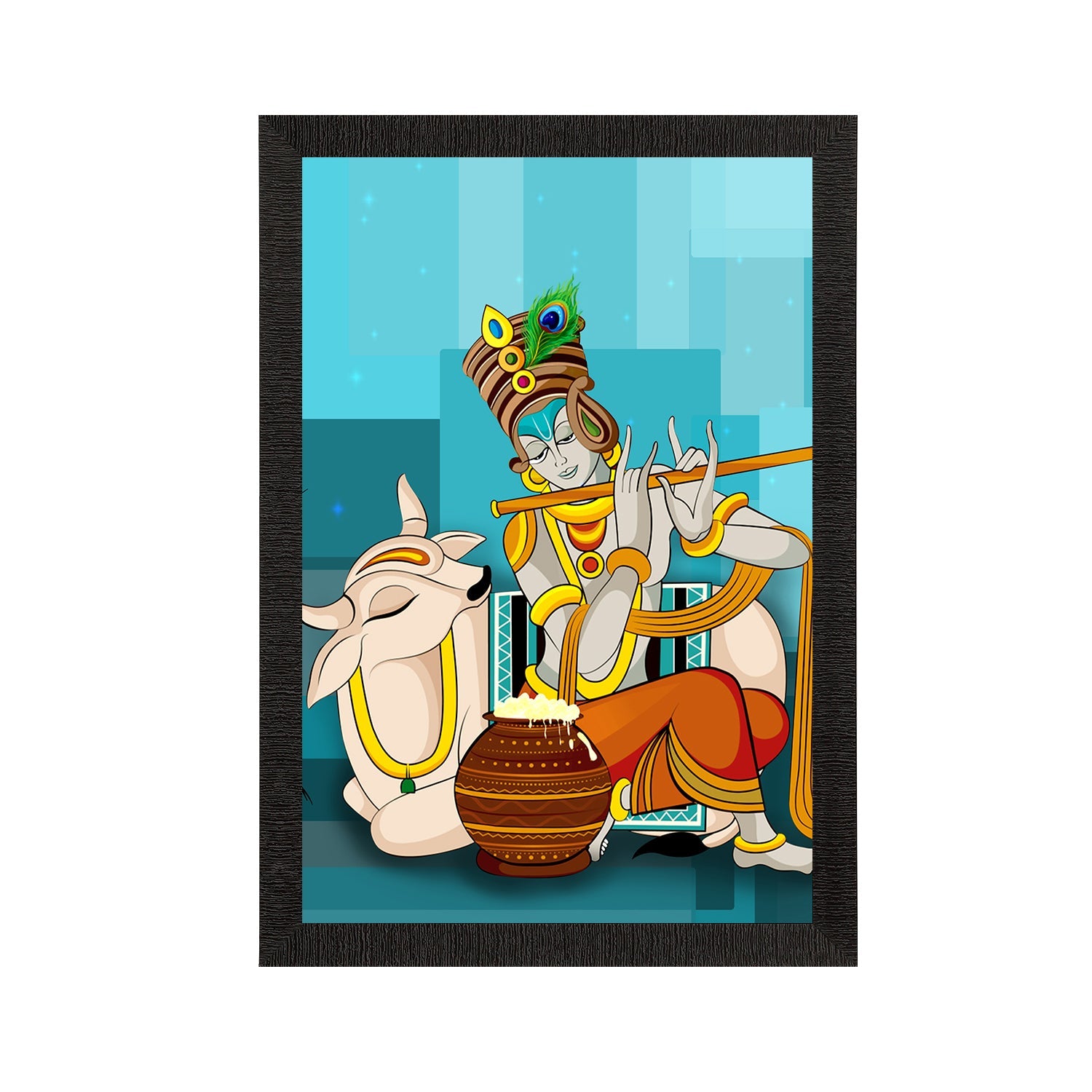 Lord Krishna Satin Matt Texture UV Art Painting Kafalo