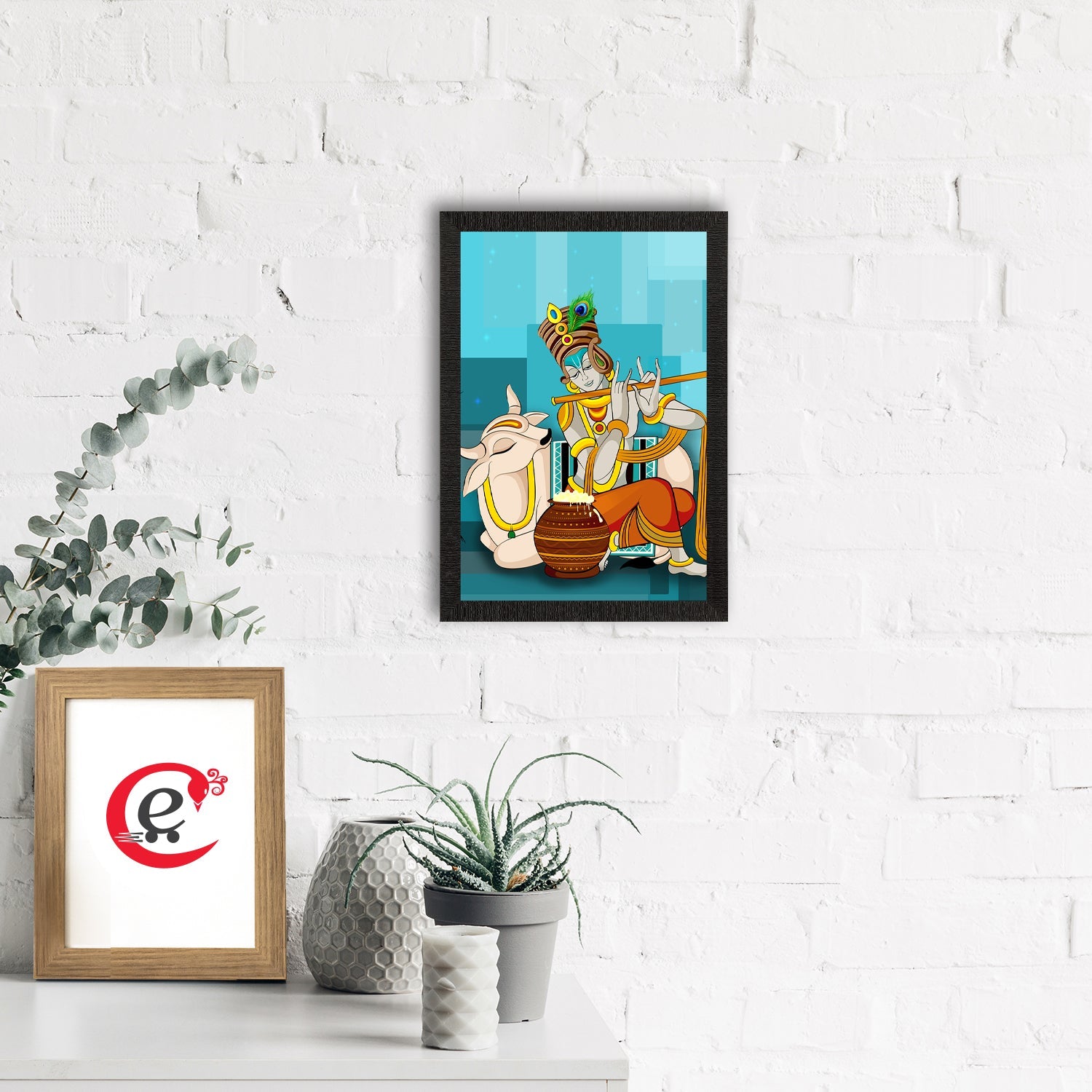 Lord Krishna Satin Matt Texture UV Art Painting Kafalo