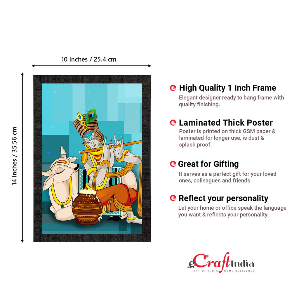 Lord Krishna Satin Matt Texture UV Art Painting Kafalo