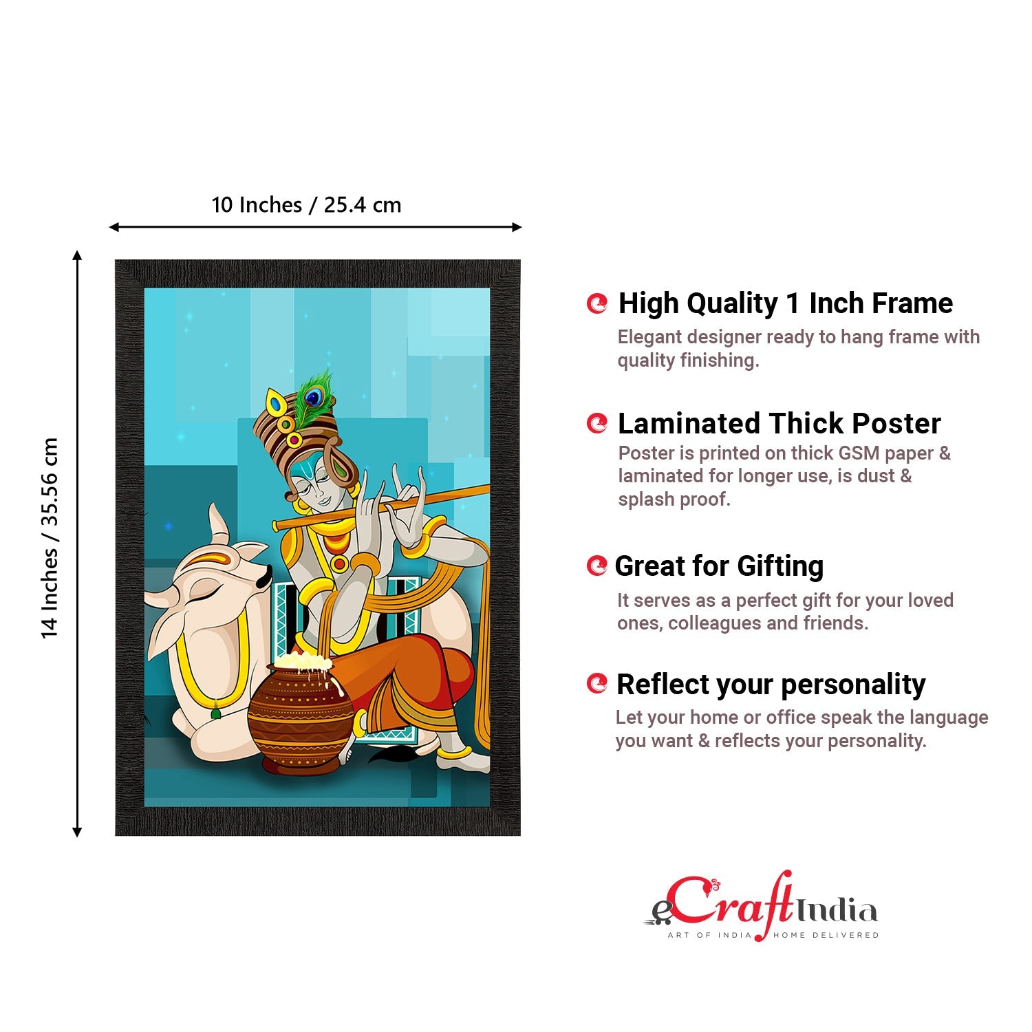 Lord Krishna Satin Matt Texture UV Art Painting Kafalo