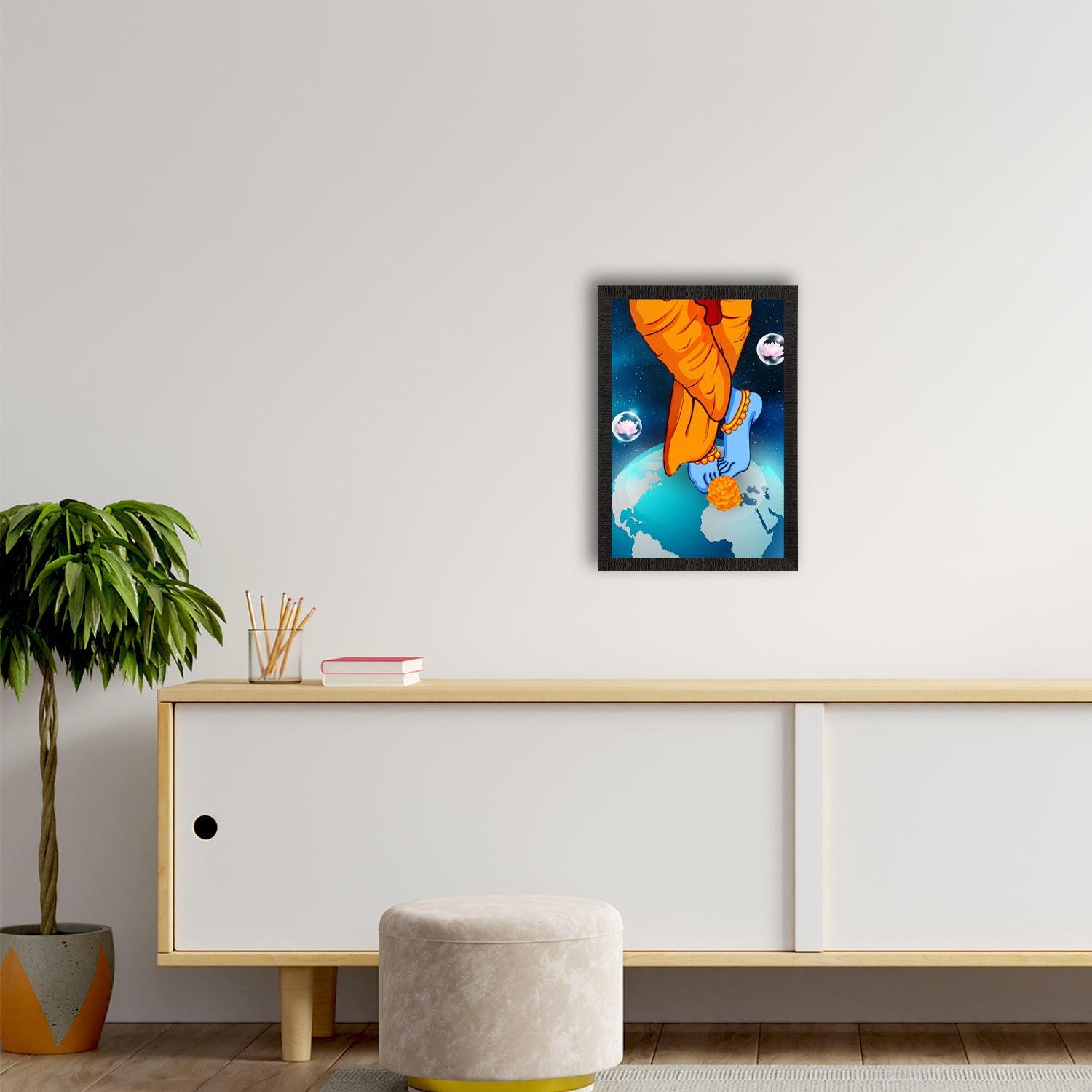 Lord Krishna Satin Matt Texture UV Art Painting Kafalo